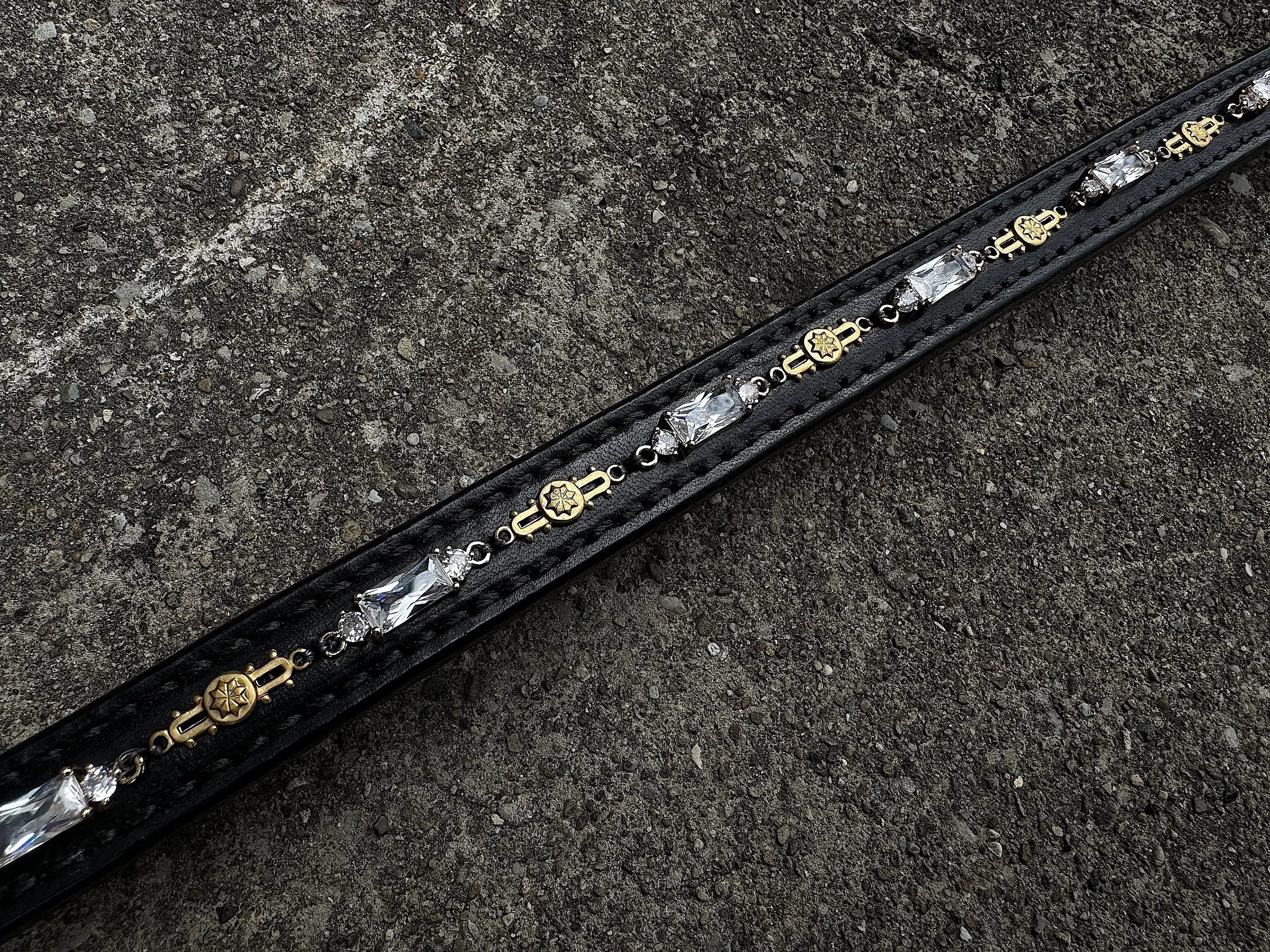 Clear Crystal and Vintage Brass Browband