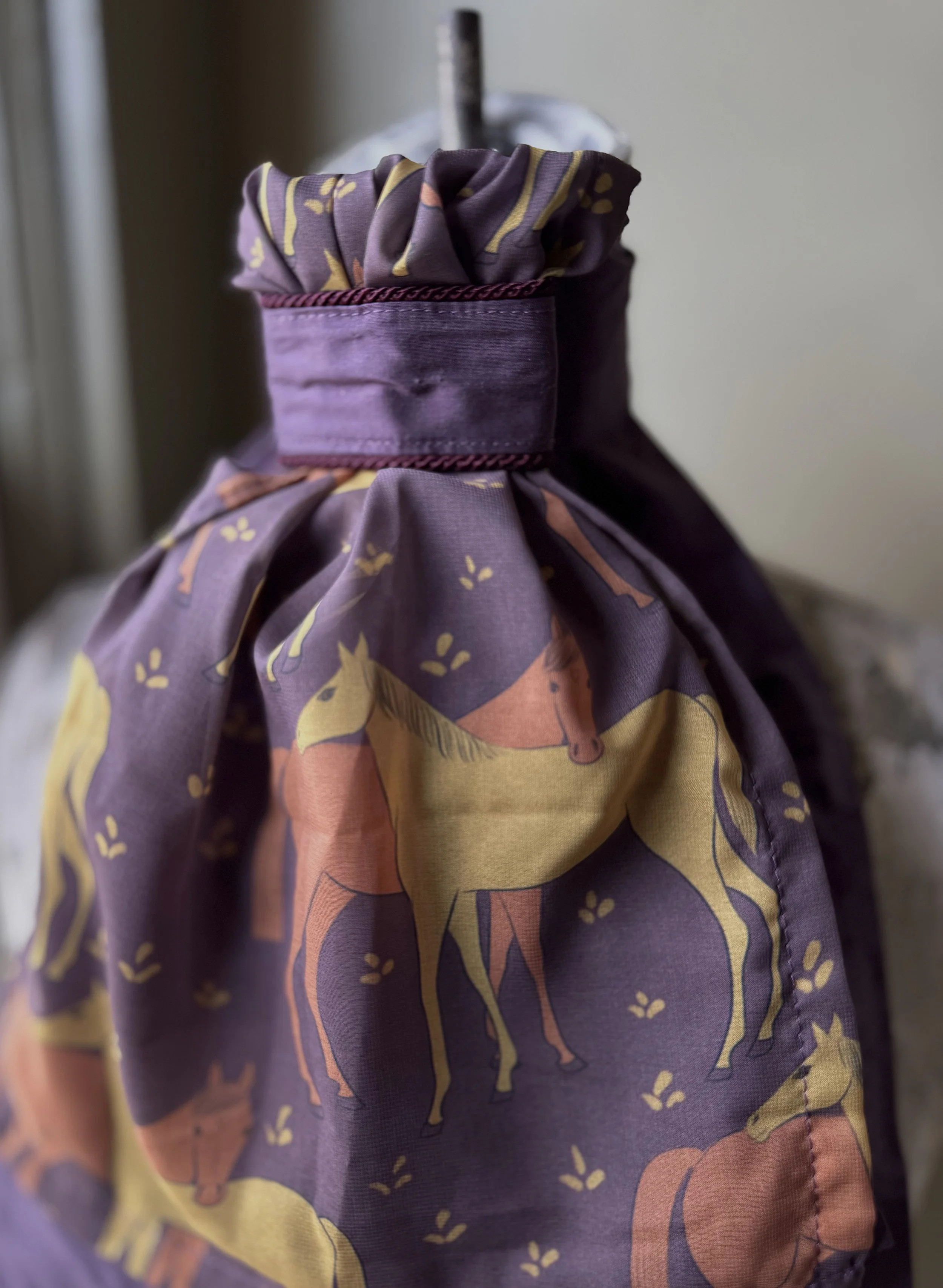 Eggplant Silk Stock Tie with Horse Chiffon