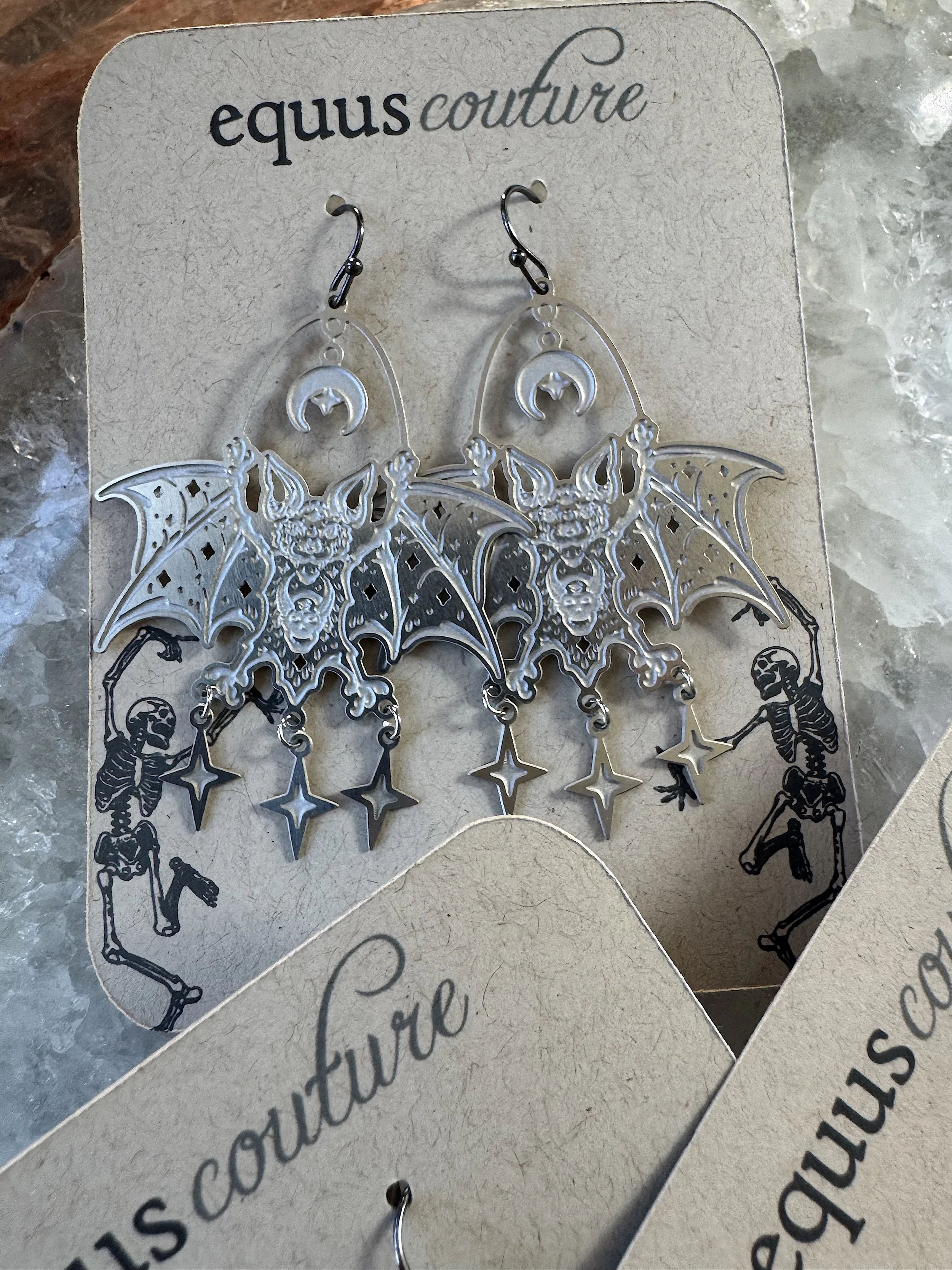 Steel Bat & Star Earrings