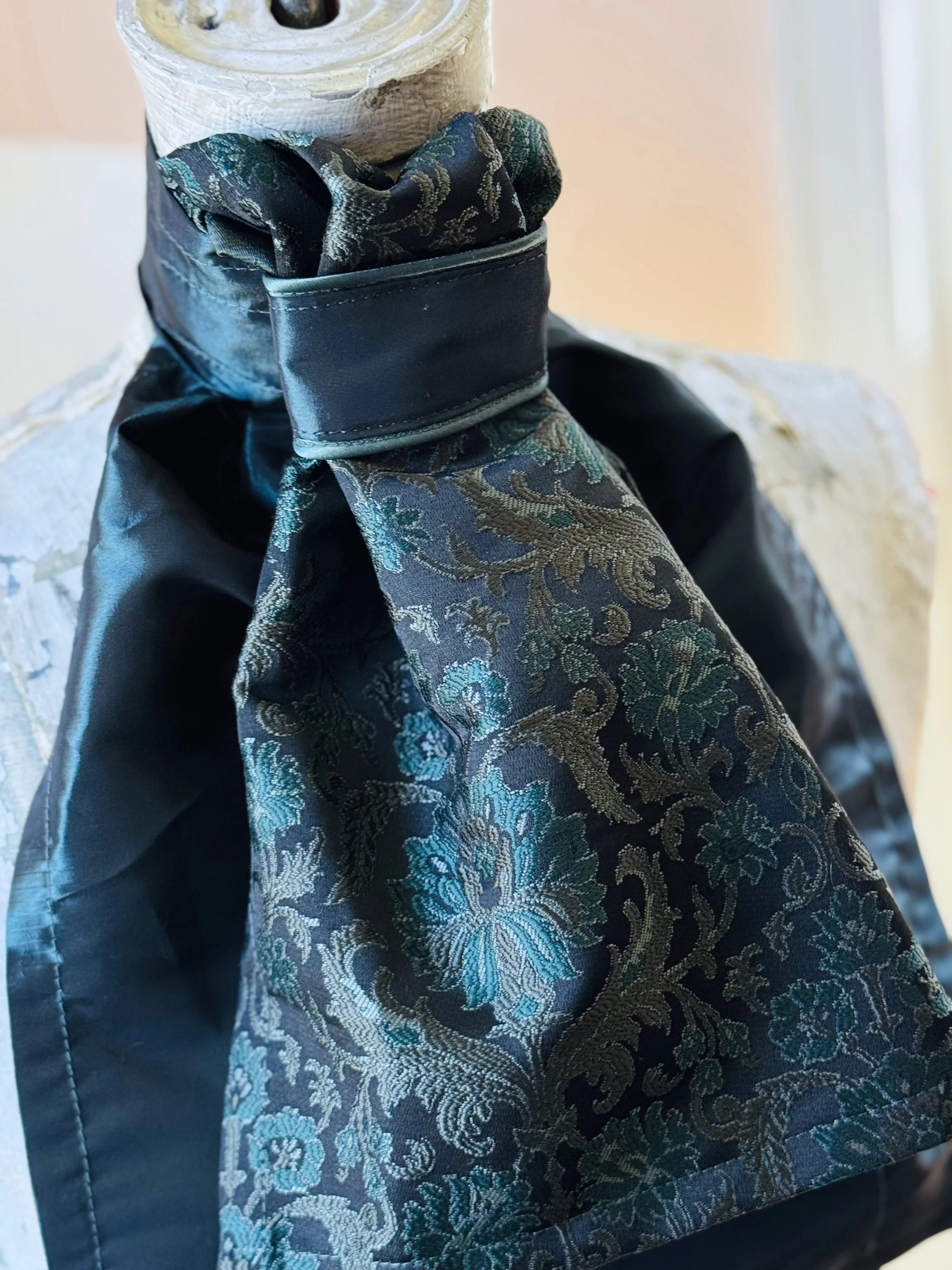 Evergreen Taffeta and Brocade Stock Tie