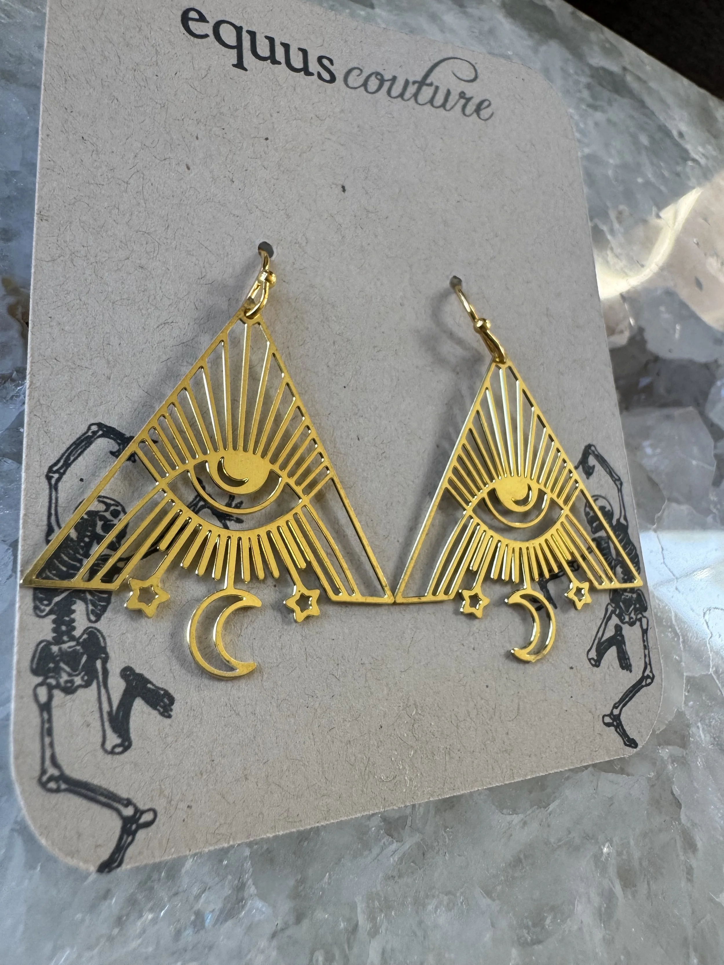 Brass Evil Eye Earrings