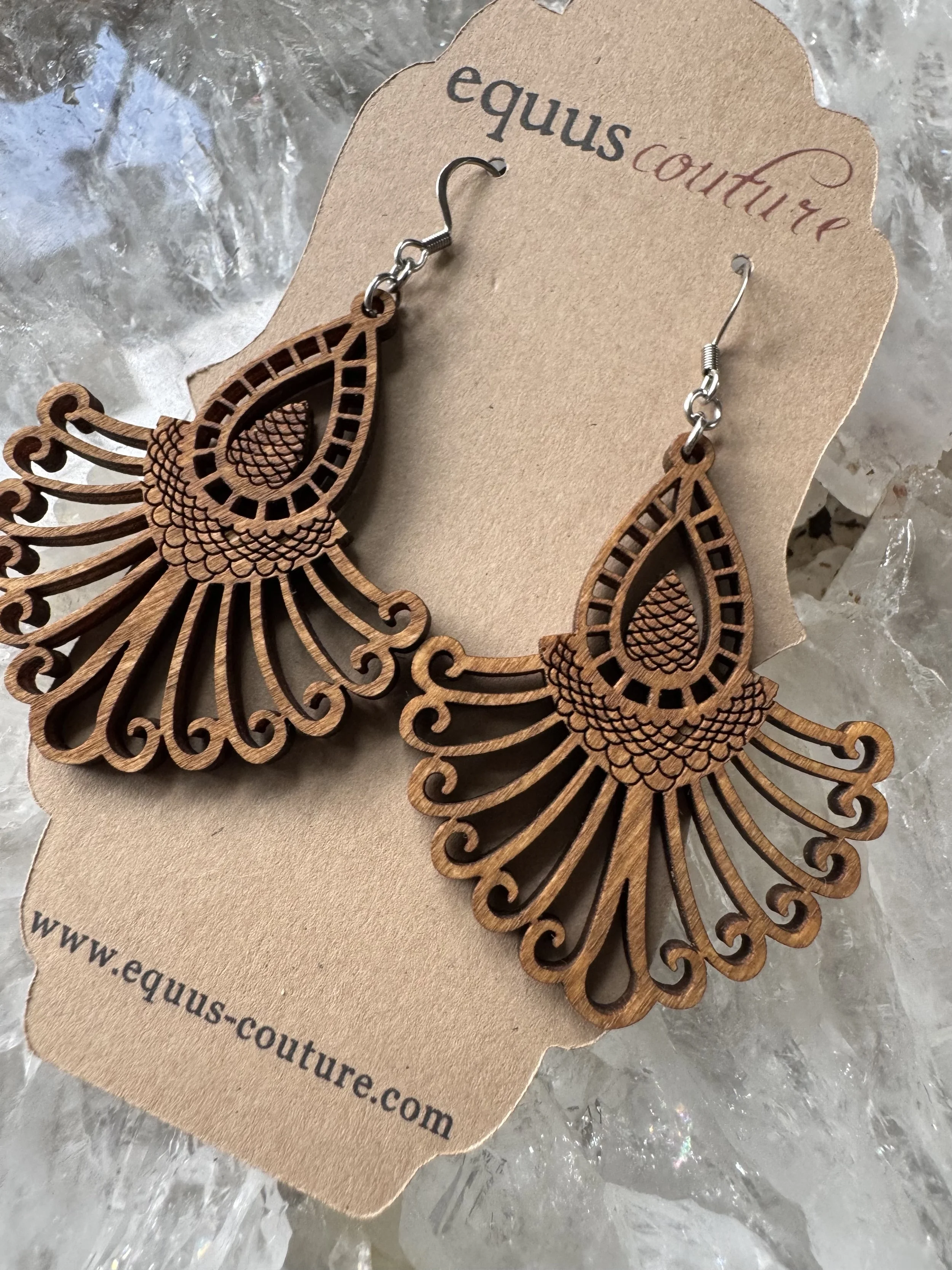 Ornate Wooden Earrings