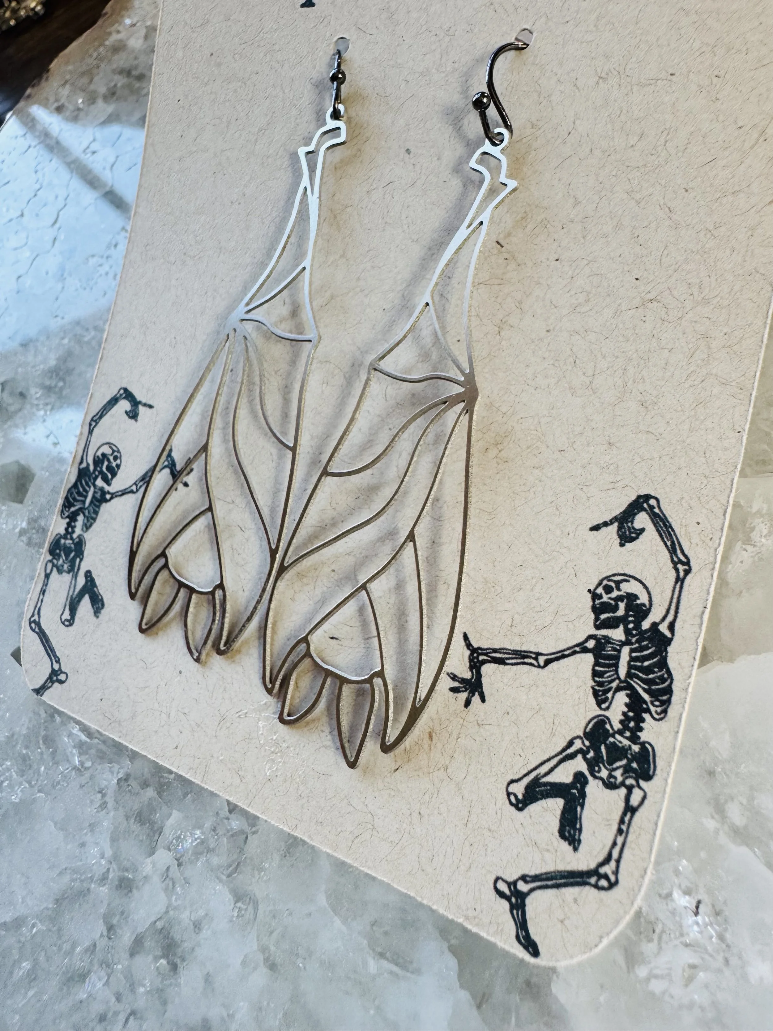 Geometric Hanging Bat Earrings