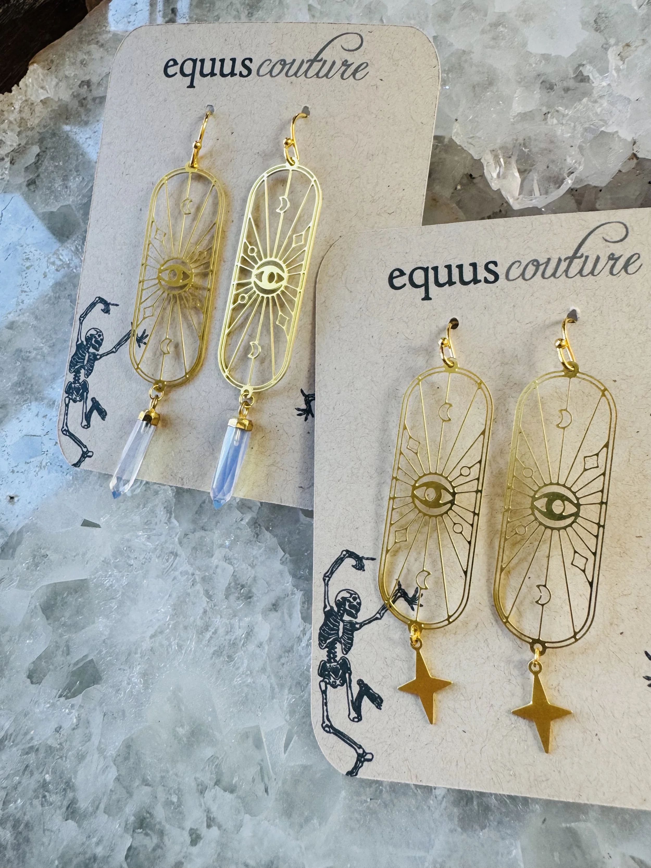 Brass Evil Eye Celestial Earrings