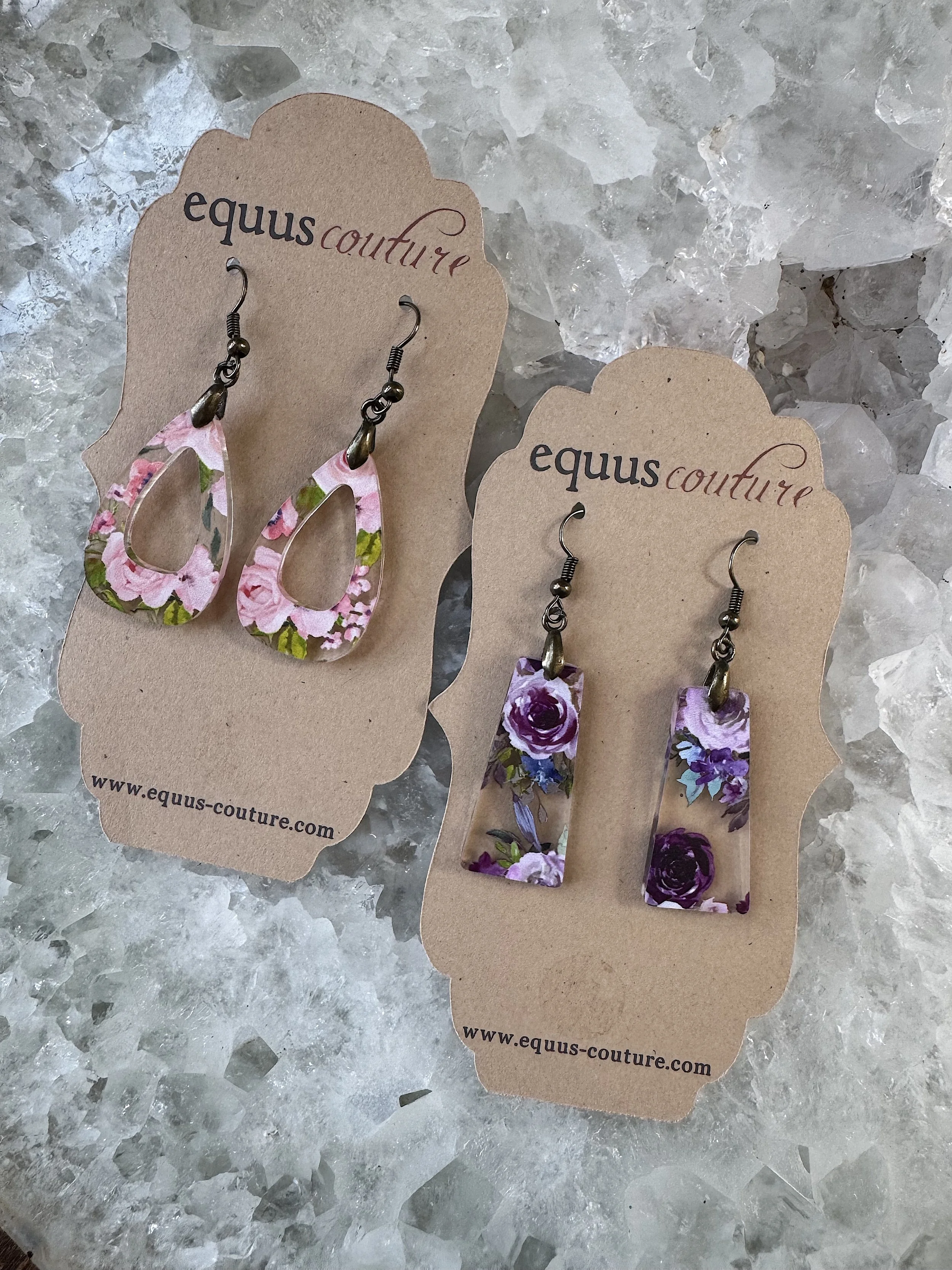 Acrylic Purple Floral Earrings