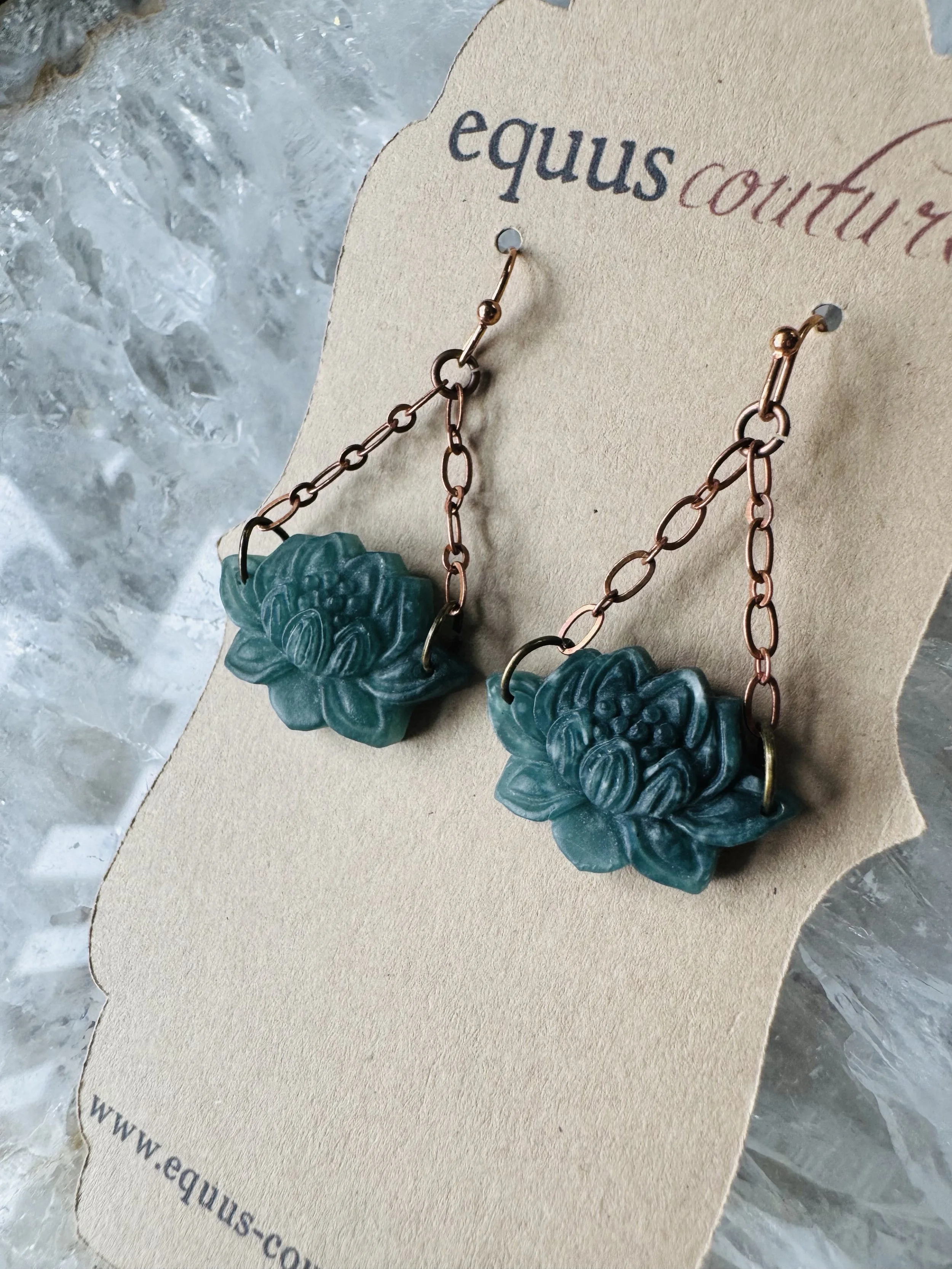 Carved Jade Lotus Earrings