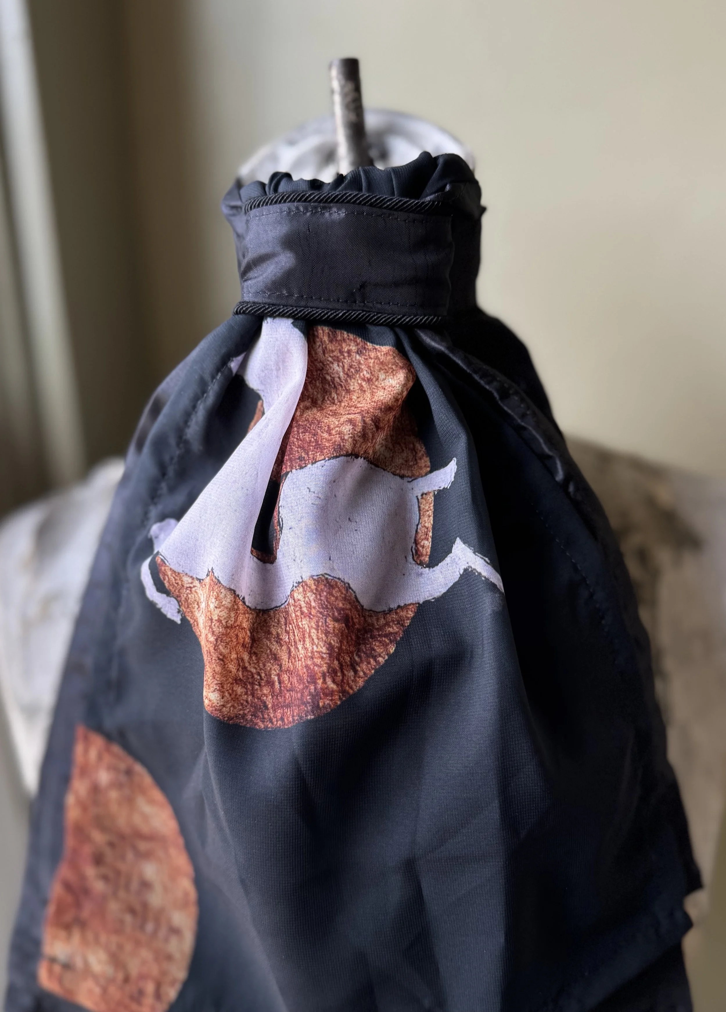 Black Taffeta Stock Tie with Levade Moon Chiffon