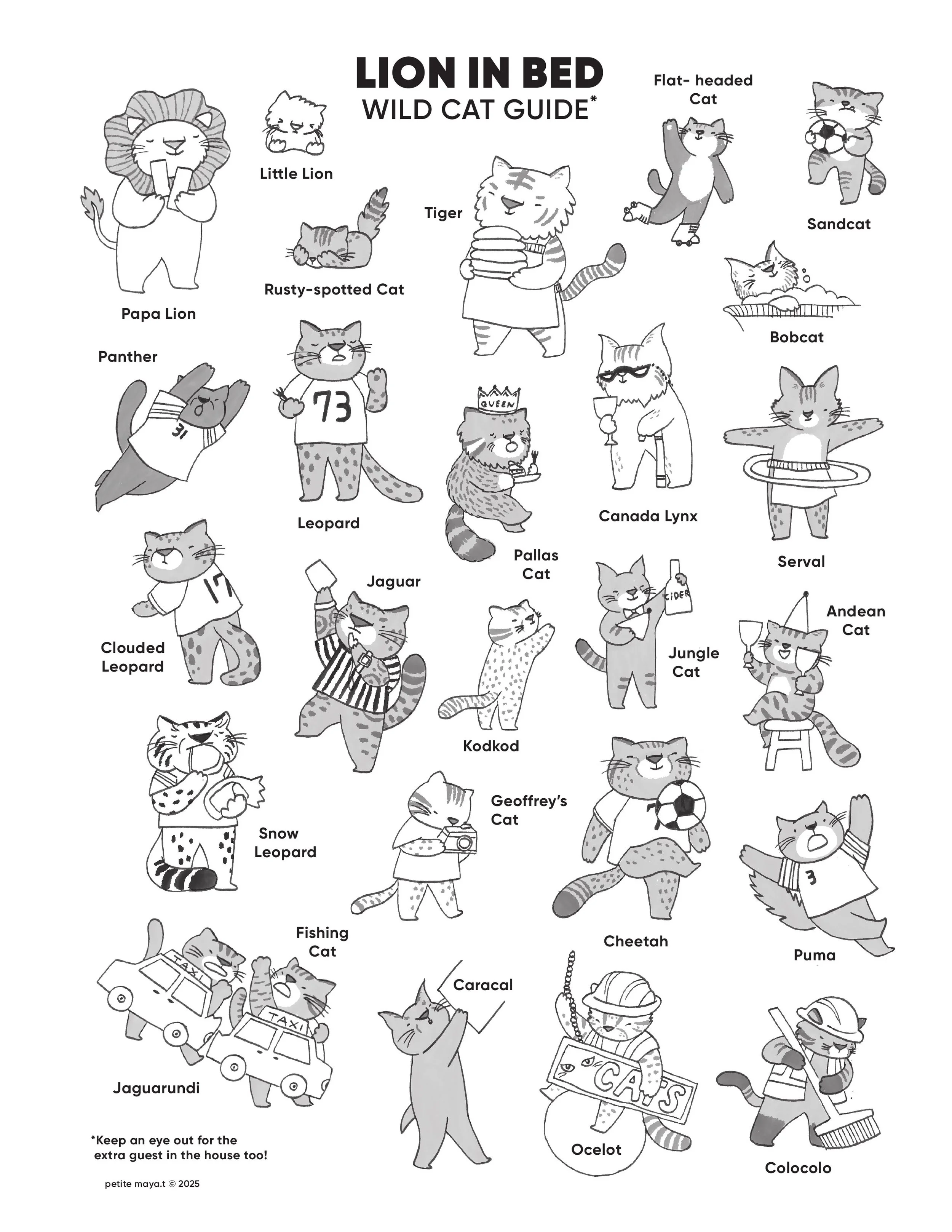 An activity inspired by the children's book, Lion In Bed, written by Darren Farrell and illustrated by Maya Tatsukawa. This printable activity allows children to seek and find all of the big cats in the book.