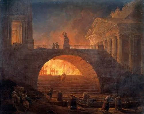 painting depicting a fire in Rome and chaos