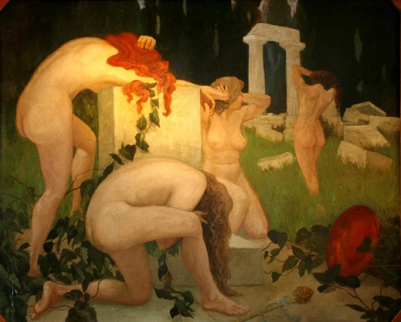 This 20th century painting of the Vestal Virgins, by Fedor Rerberg, is a stark one. Every time I see it, I feel the despair the Vestals must have felt when the sacred fire was extinguished (on the orders of the Christian Emperor Theodosius in the lat