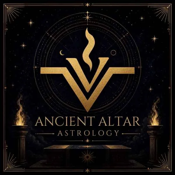 black cosmic scene with a gold V stylized into a hearth