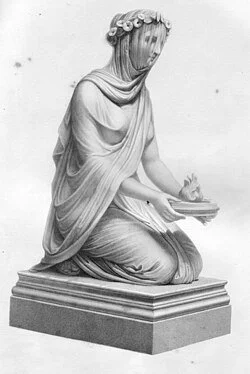 An illustration after the Veiled Vestal statue by Raffaelle Monti