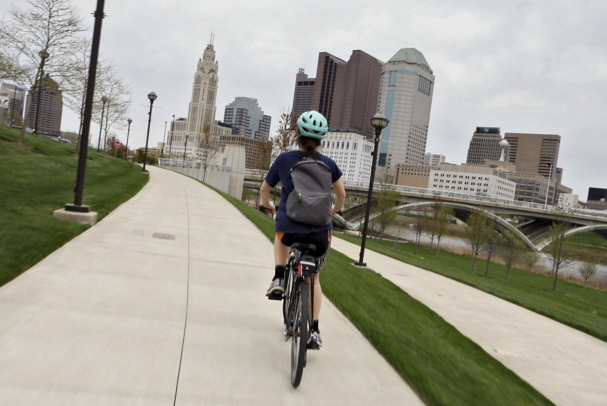 Biking along Scioto Mile