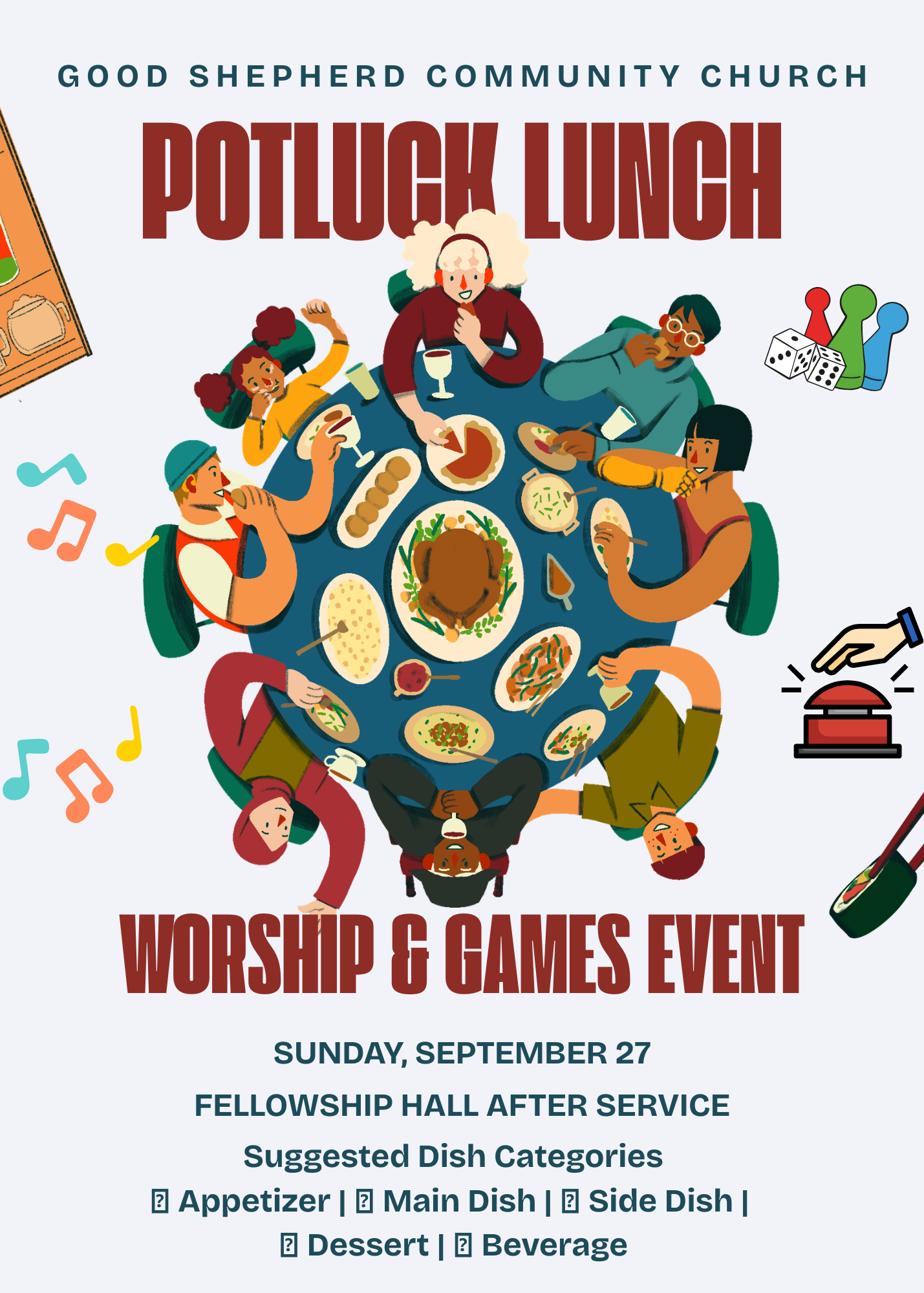 Potluck Lunch and Worship & Games Event