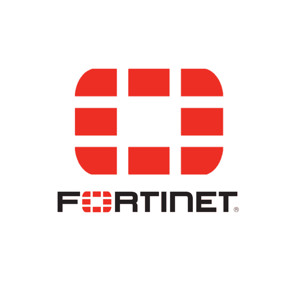 Red and black logo for Fortinet with a stylized shield and the word 'FORTINET' below it.