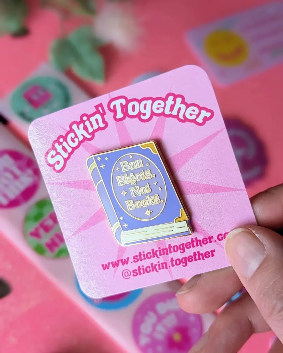 Ban bigots not books enamel pin.jpeg