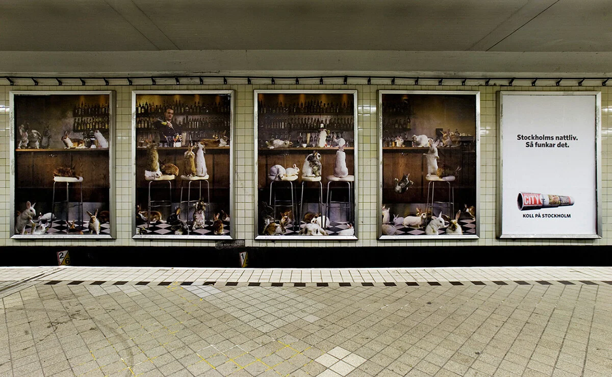 These subway billboards and ads promoted Stockholm City magazine’s coverage of the Stockholm nightlife. Art Director: Fredrik Forsling & Sten Åkerblom Copywriter: Martin Stadhammar Agency: GREY Sthlm