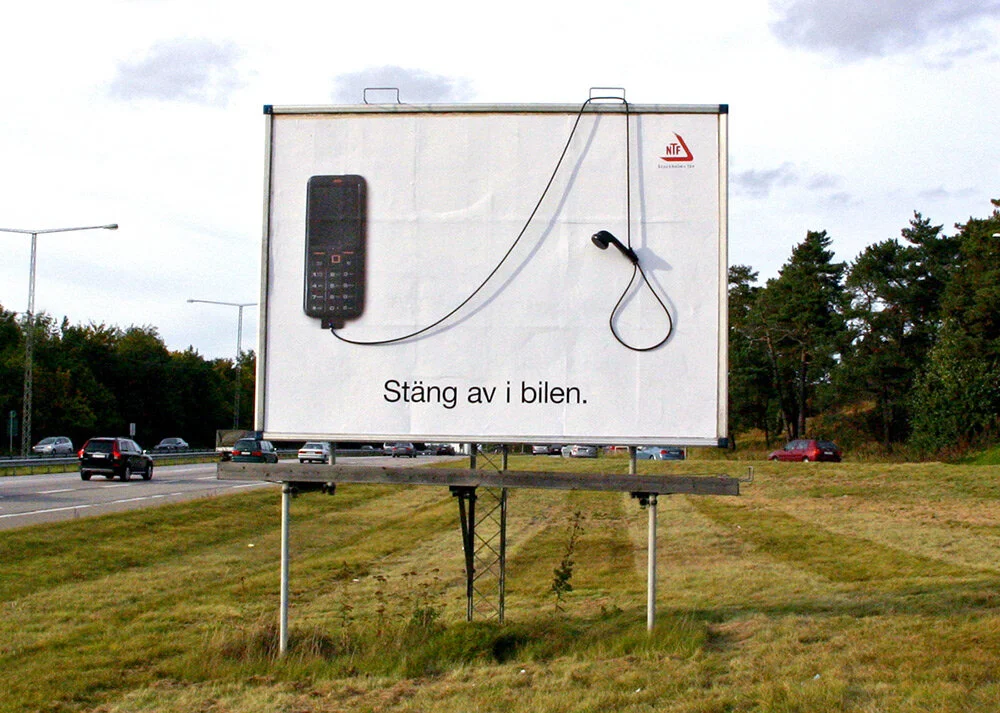    “The headset noose”    This highway billboard for NTF (National Association  for Road Safety) was seen around Stockholm.  Art director: Fredrik Forsling  Copywriter: Daniel Rinaldo Agency: Tank/Y&amp;R Photo: ©Fredrik Forsling       