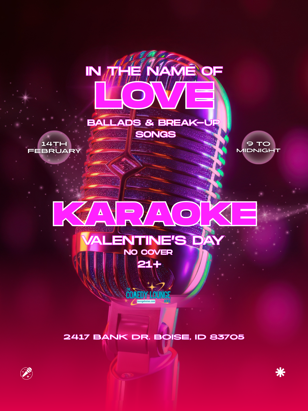 V-DAY KARAOKE - "Ballads and Break-up Songs" - Feb 14 - 9 to Midnight