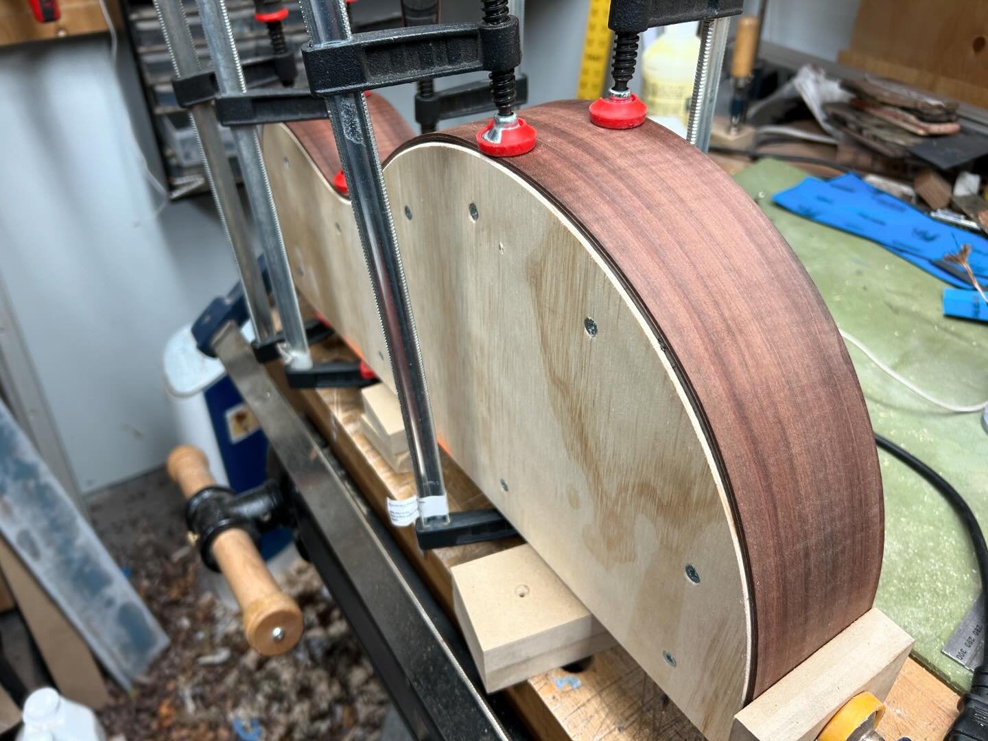 Some very nice Curly Claro Walnut for the sides of Jason&rsquo;s fully carved Raven 15&rdquo; archtop guitar. I&rsquo;m super pumped about every instrument, but I&rsquo;m really super pumped about this one as it has been some time since I&rsquo;ve ha