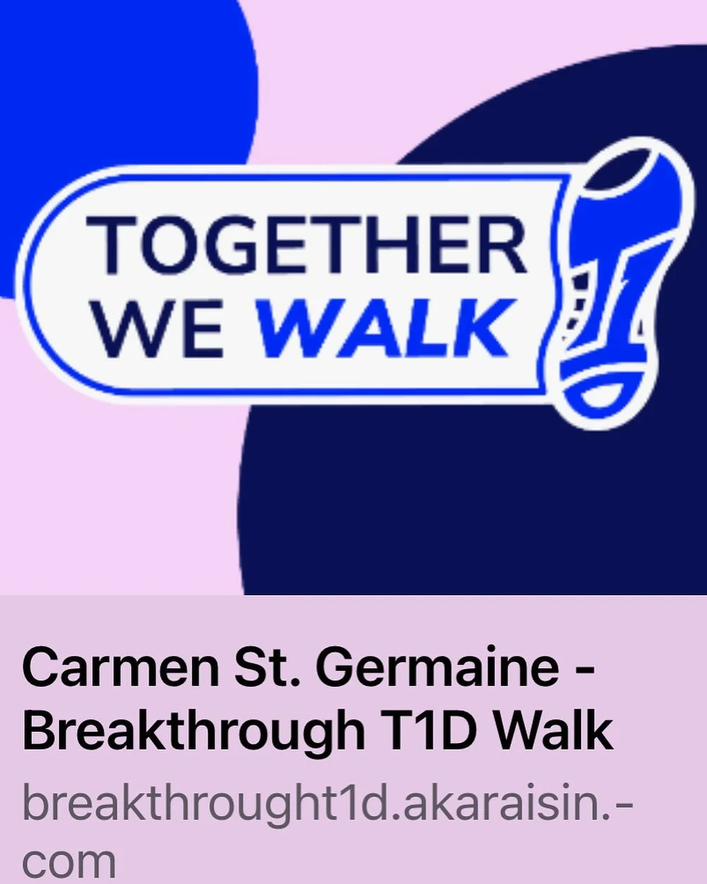 Our daughter Carmen is raising money for Type 1 Diabetes research through the Breakthrorugh T1D walk this Sunday. Carmen was diagnosed with T1D almost 6 years ago when she was 3 years old.

If you would like to support Carmen&rsquo;s fundraising goal