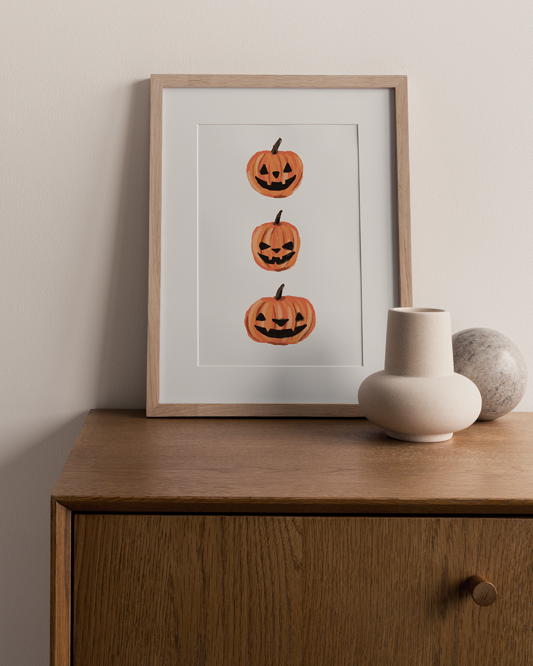 Pumpkin Trio Art Print in Frame - 1080px.png