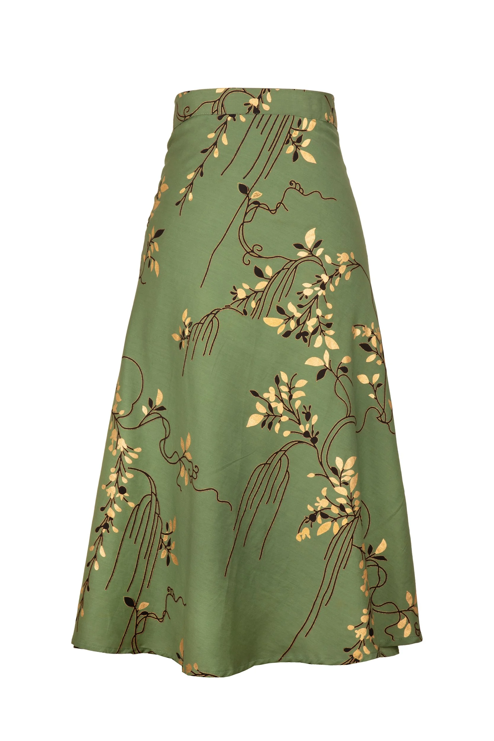 Falling Leaves Gold + Black on Green