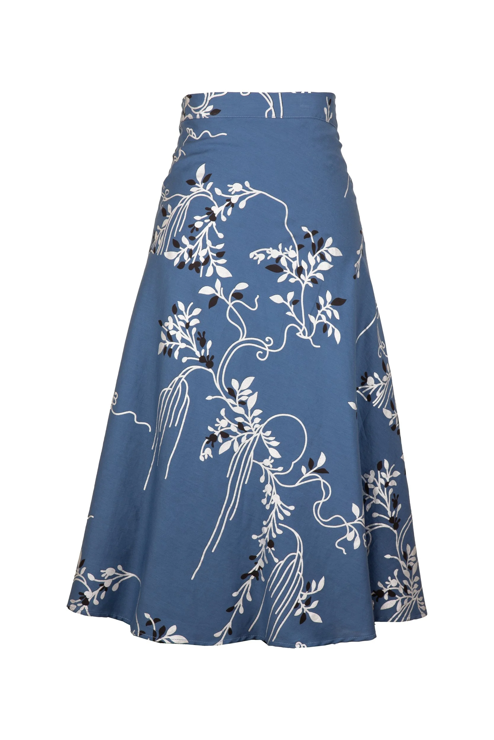 Silver + Black Falling Leaves on Steel Blue