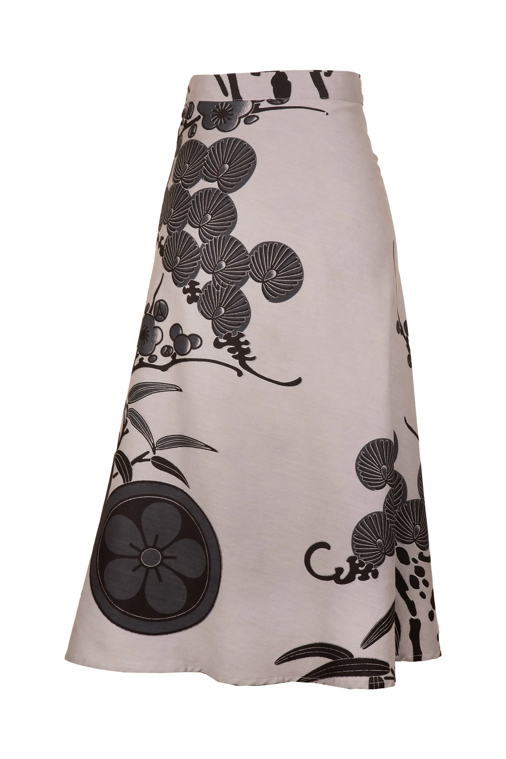 Black + Silver Bamboo Blossoms on Gray