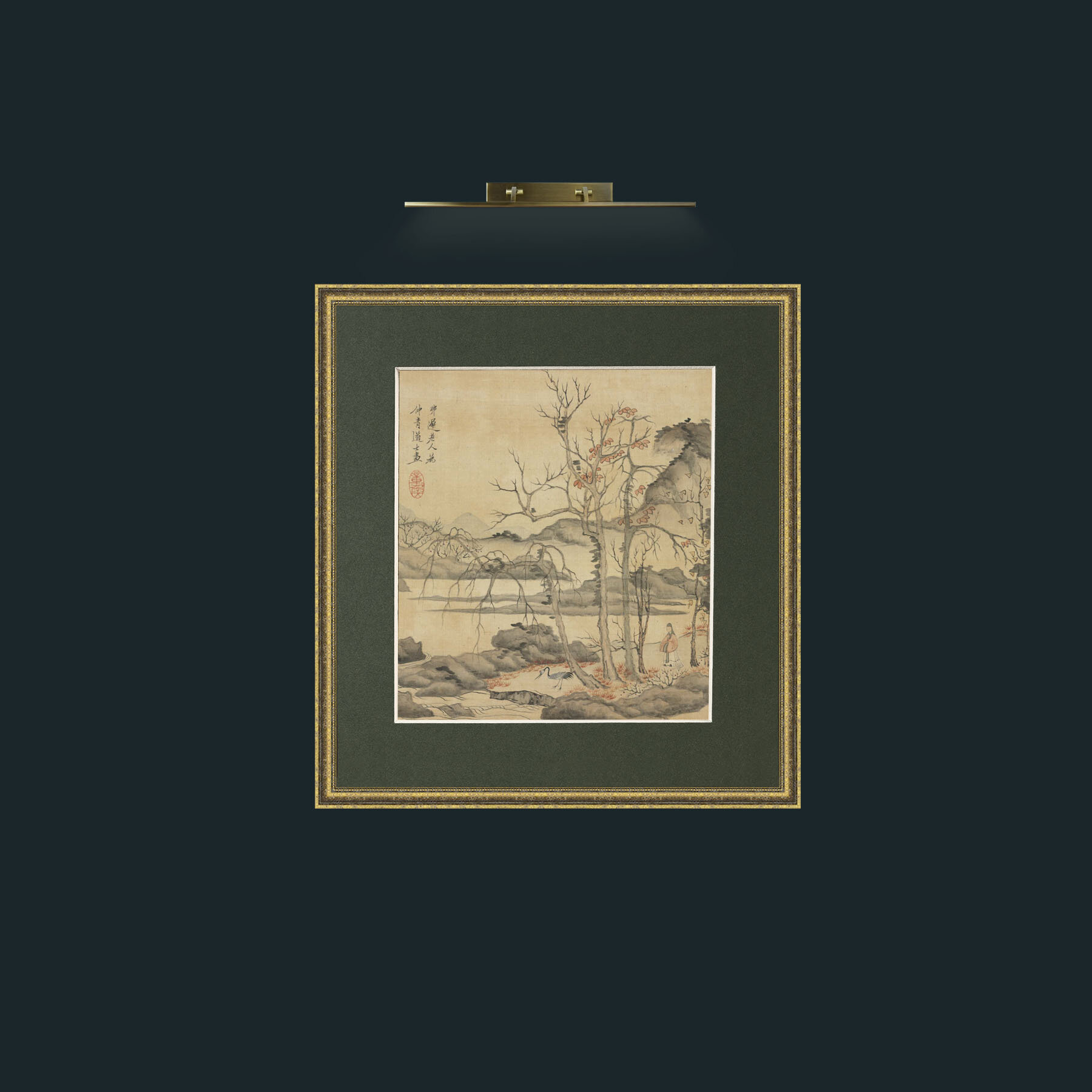 Art-Daoist and Crane in Autumn LandscapeFrame-1GiltTextured-Mount-2Green-Art-Daoist and Crane in Autumn Landscape.jpg