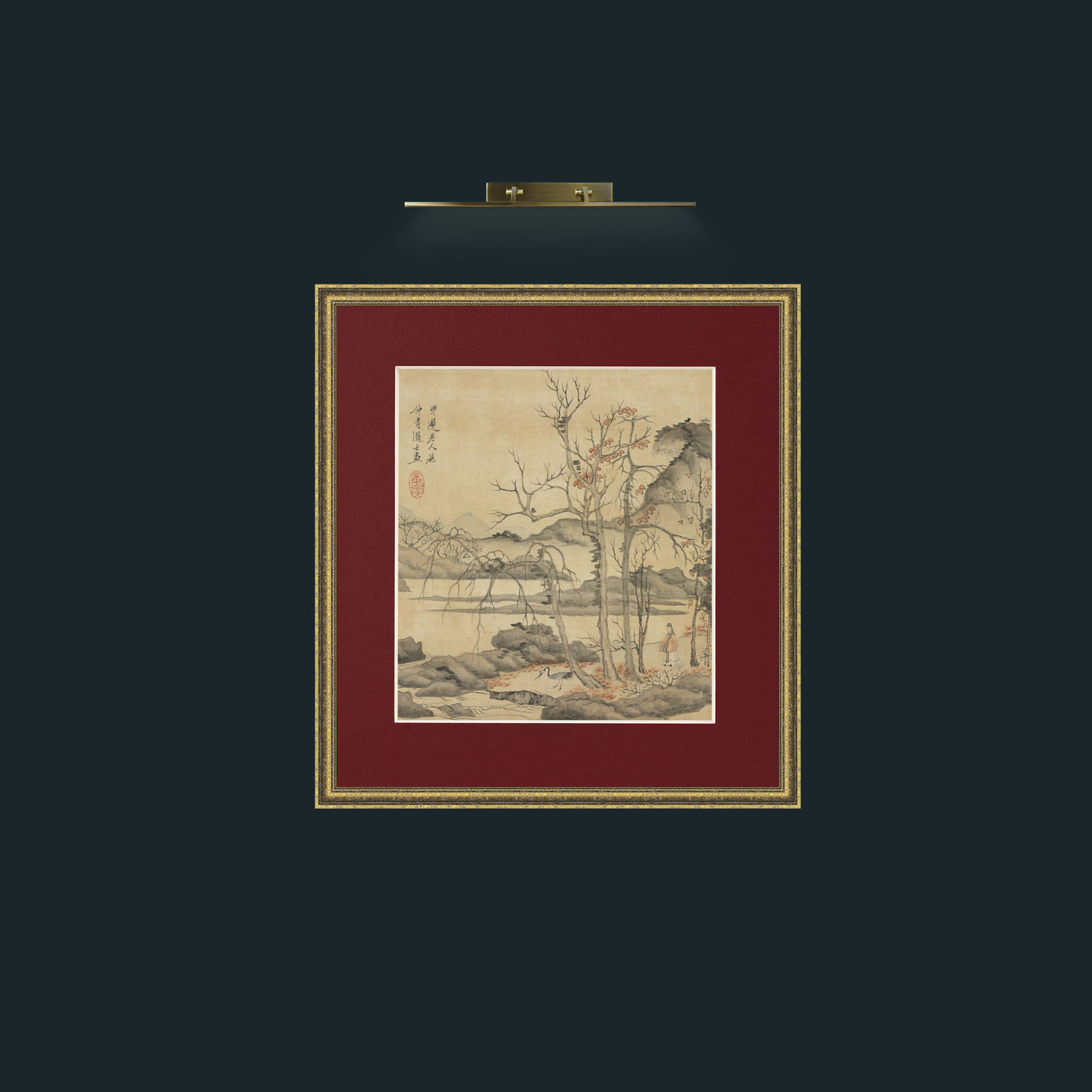 Art-Daoist and Crane in Autumn LandscapeFrame-1GiltTextured-Mount-4Red-Art-Daoist and Crane in Autumn Landscape.jpg