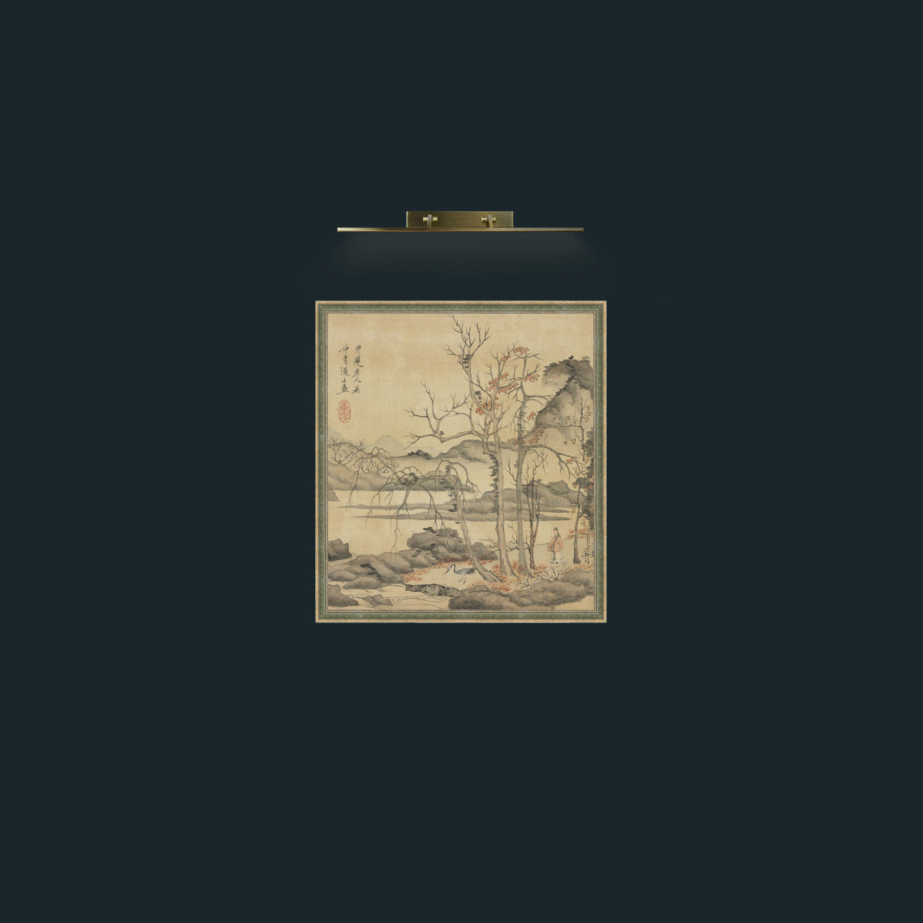 Art-Daoist and Crane in Autumn LandscapeFrame-2GreenGiltTextured-Art-Daoist and Crane in Autumn Landscape.jpg