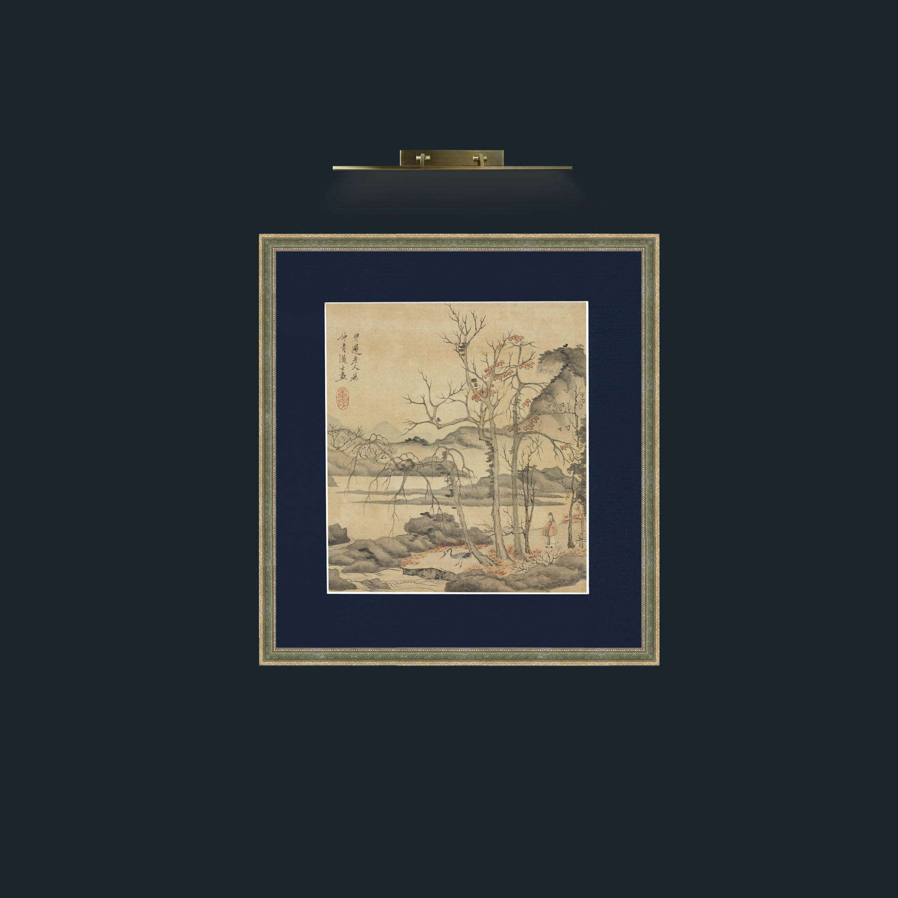 Art-Daoist and Crane in Autumn LandscapeFrame-2GreenGiltTextured-Mount-3Blue-Art-Daoist and Crane in Autumn Landscape.jpg