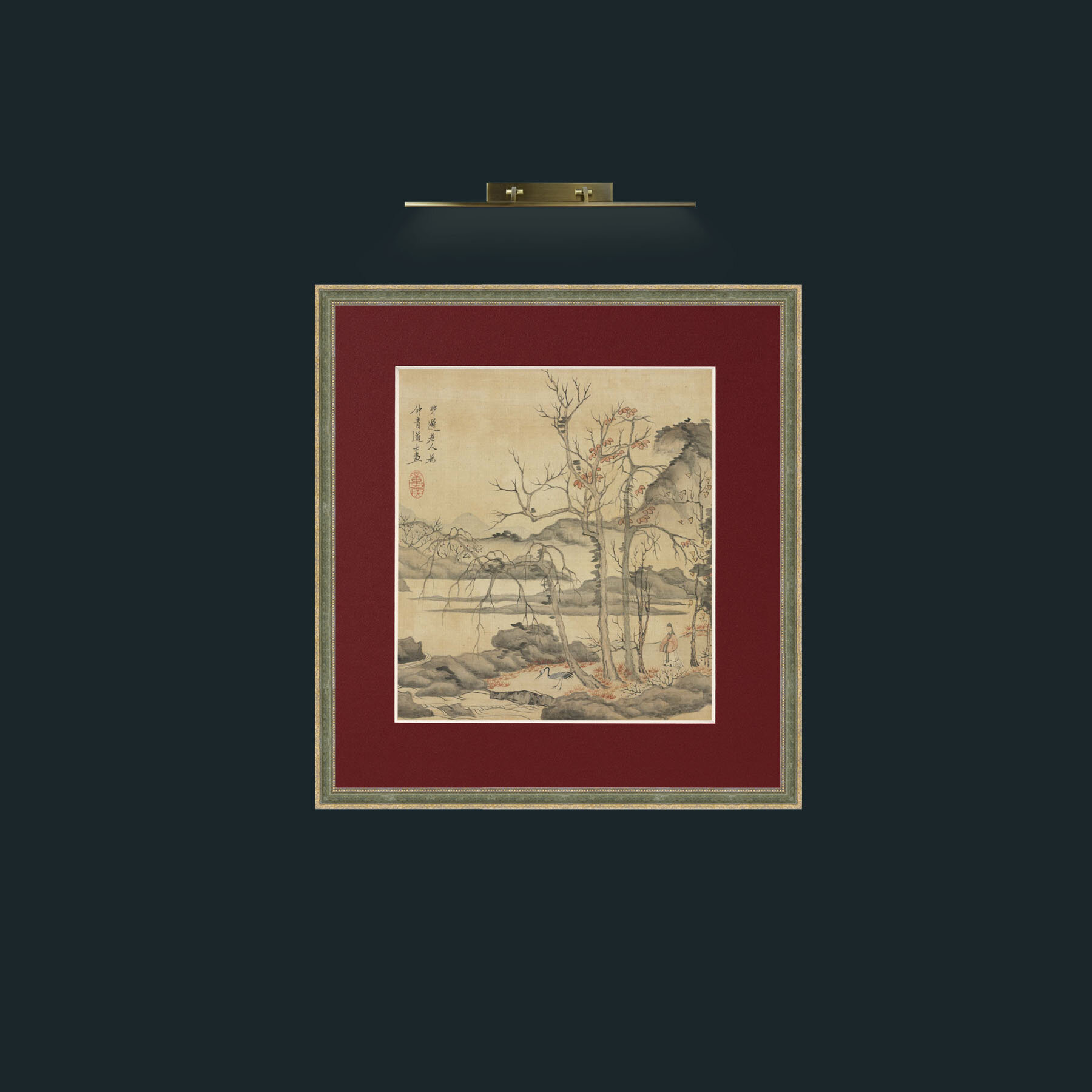 Art-Daoist and Crane in Autumn LandscapeFrame-2GreenGiltTextured-Mount-4Red-Art-Daoist and Crane in Autumn Landscape.jpg