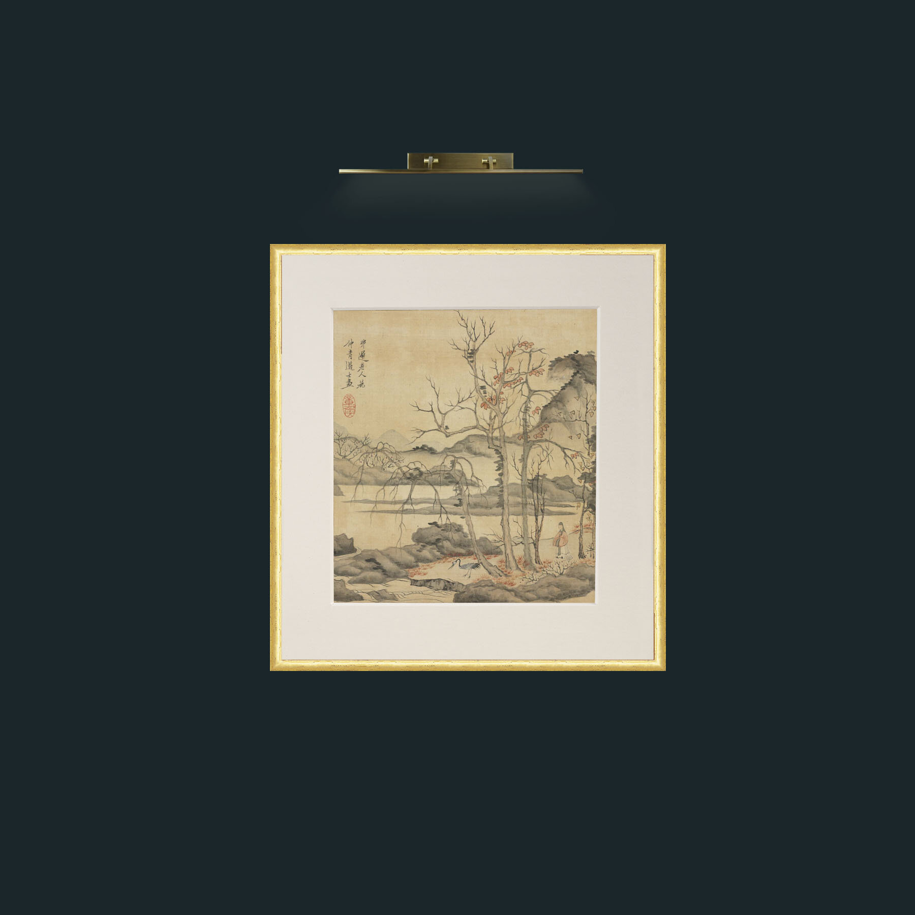 Art-Daoist and Crane in Autumn LandscapeFrame-3RoundedGilt-Mount-1Antique-Art-Daoist and Crane in Autumn Landscape.jpg