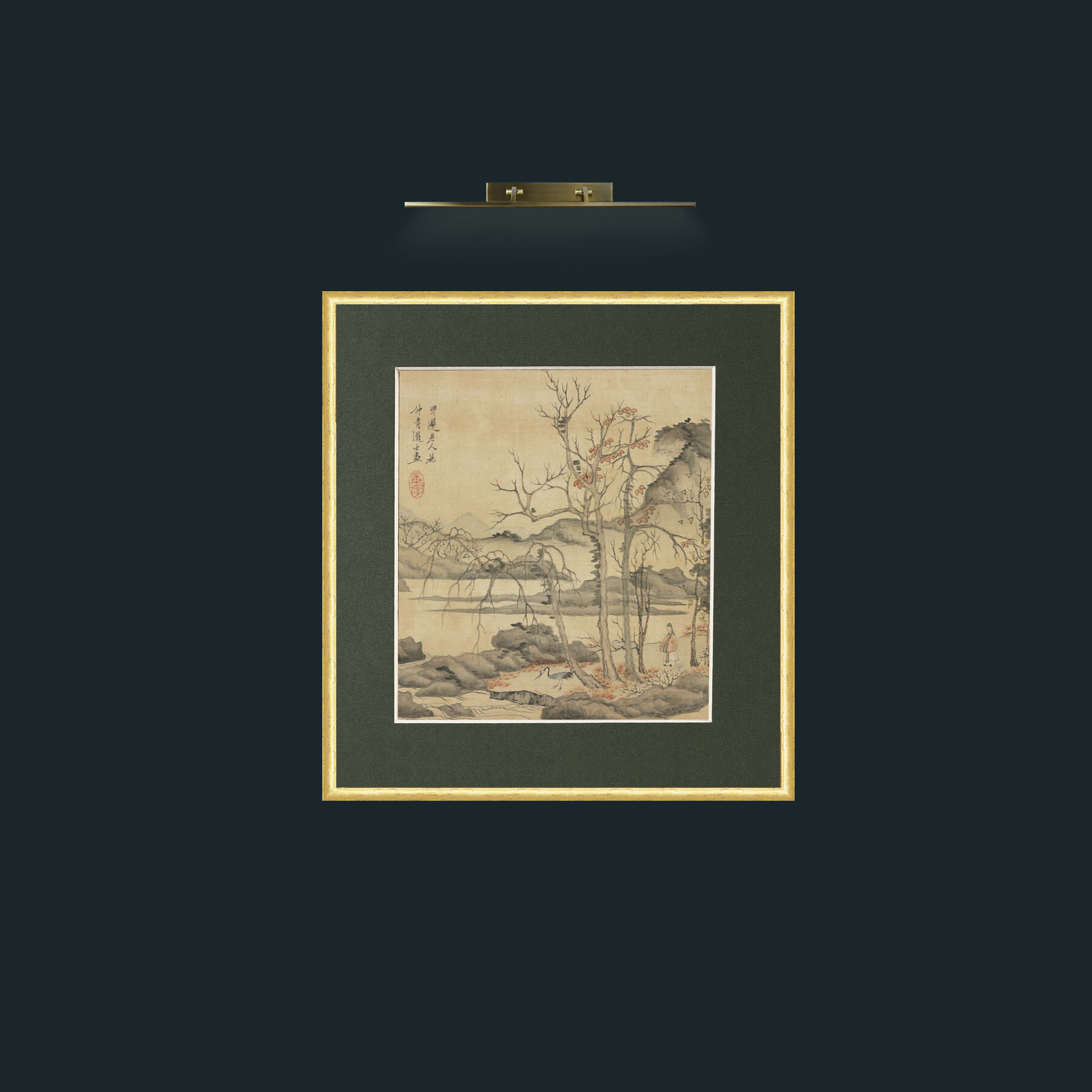 Art-Daoist and Crane in Autumn LandscapeFrame-3RoundedGilt-Mount-2Green-Art-Daoist and Crane in Autumn Landscape.jpg