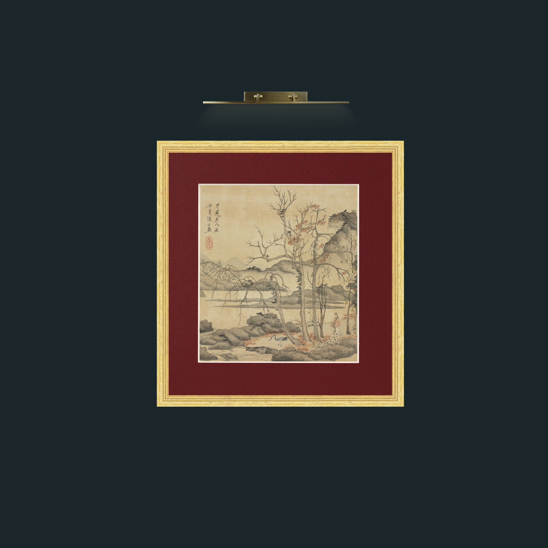 Art-Daoist and Crane in Autumn LandscapeFrame-4BevelledGilt-Mount-4Red-Art-Daoist and Crane in Autumn Landscape.jpg