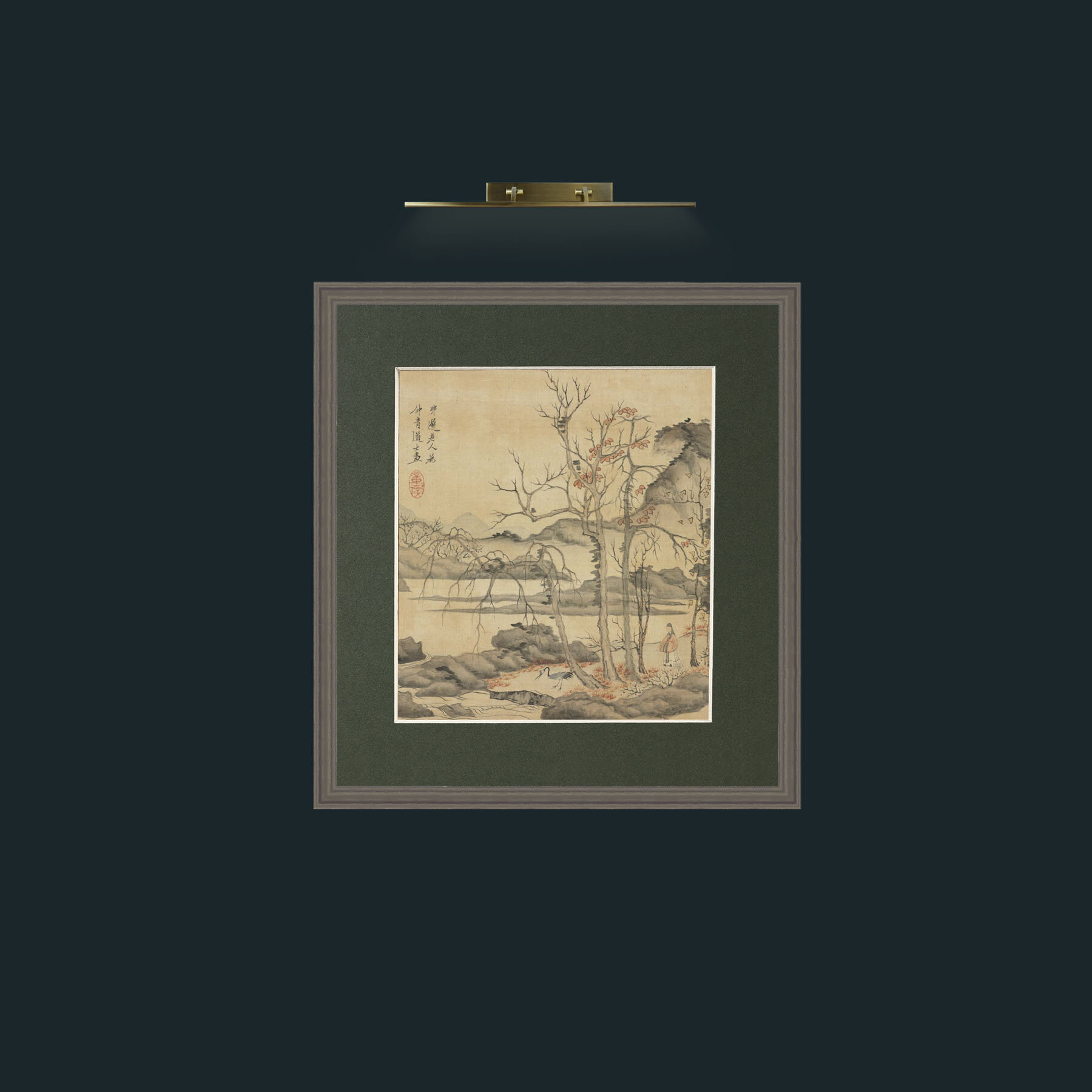 Art-Daoist and Crane in Autumn LandscapeFrame-6Grey-Mount-2Green-Art-Daoist and Crane in Autumn Landscape.jpg