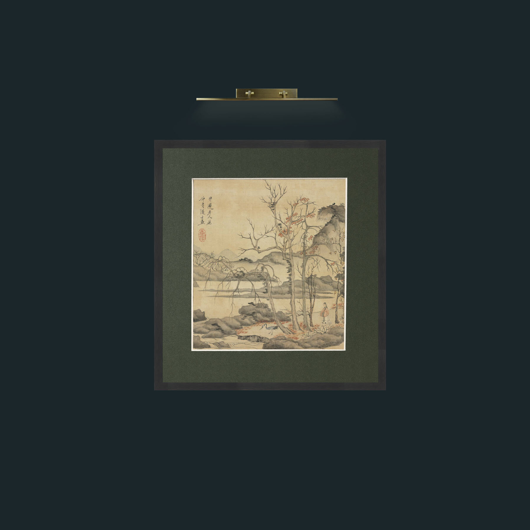 Art-Daoist and Crane in Autumn LandscapeFrame-7Black-Mount-2Green-Art-Daoist and Crane in Autumn Landscape.jpg