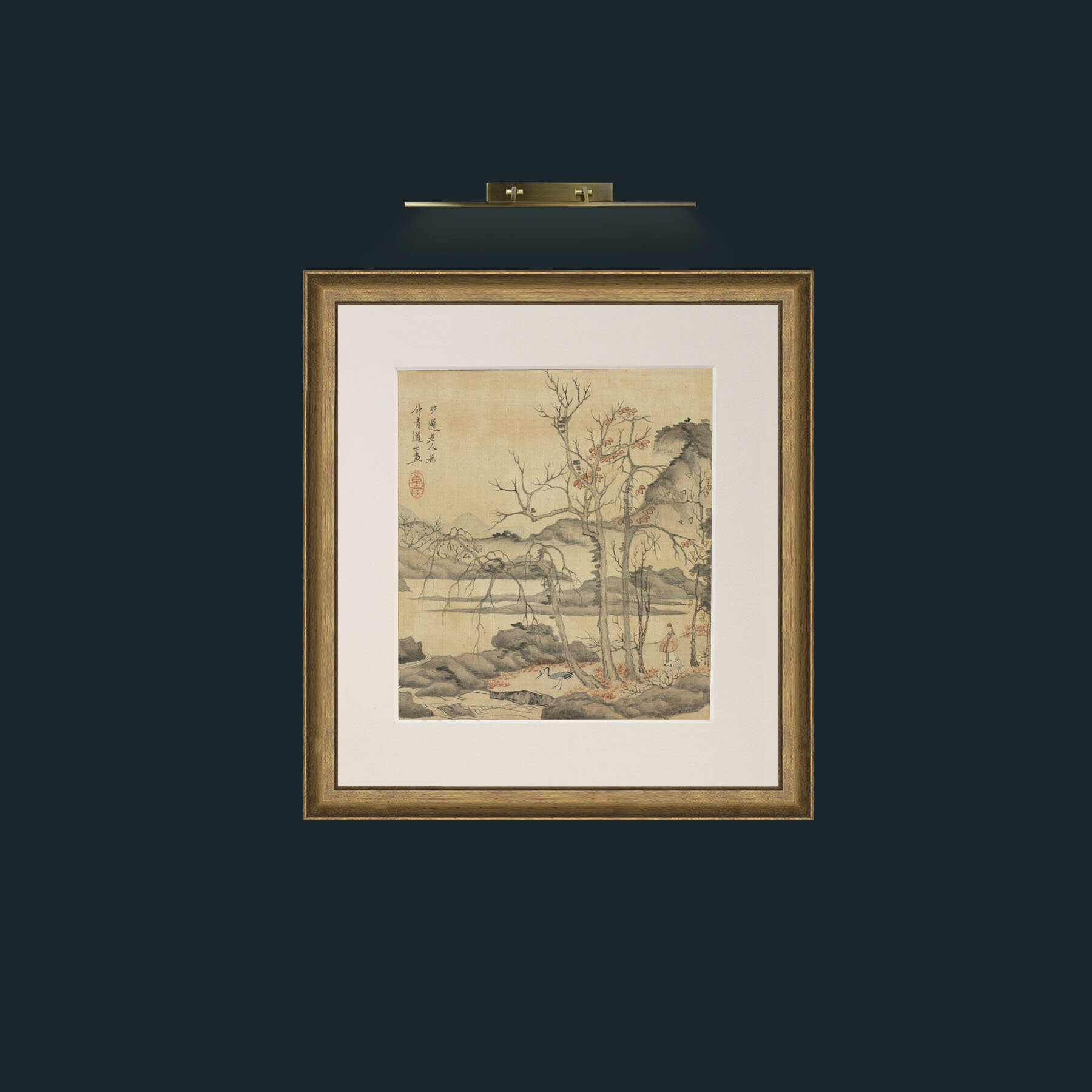Art-Daoist and Crane in Autumn LandscapeFrame-8RedGreenGilt-Mount-1Antique-Art-Daoist and Crane in Autumn Landscape.jpg