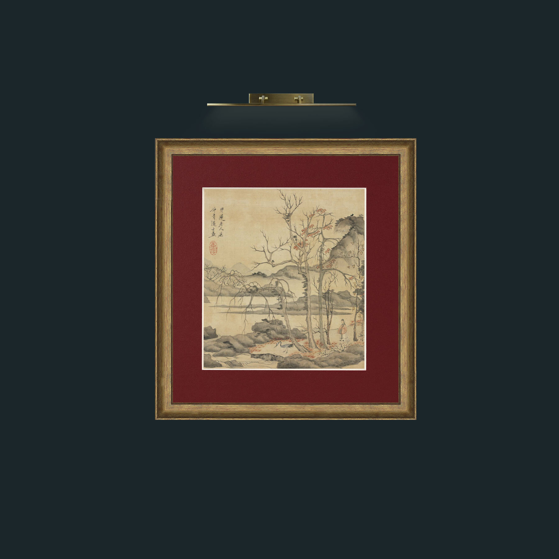 Art-Daoist and Crane in Autumn LandscapeFrame-8RedGreenGilt-Mount-4Red-Art-Daoist and Crane in Autumn Landscape.jpg