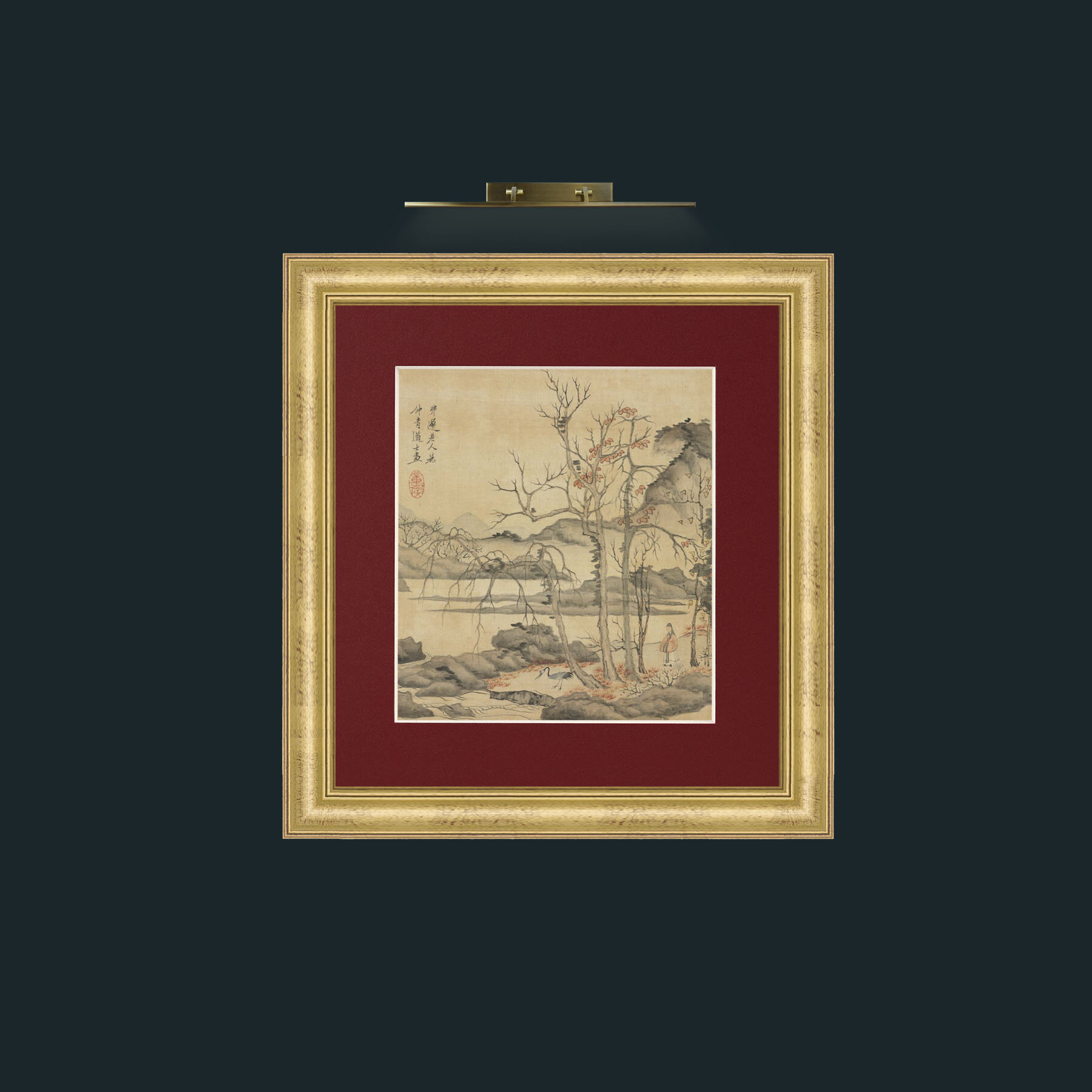 Art-Daoist and Crane in Autumn LandscapeFrame-9WideGilt-Mount-4Red-Art-Daoist and Crane in Autumn Landscape.jpg