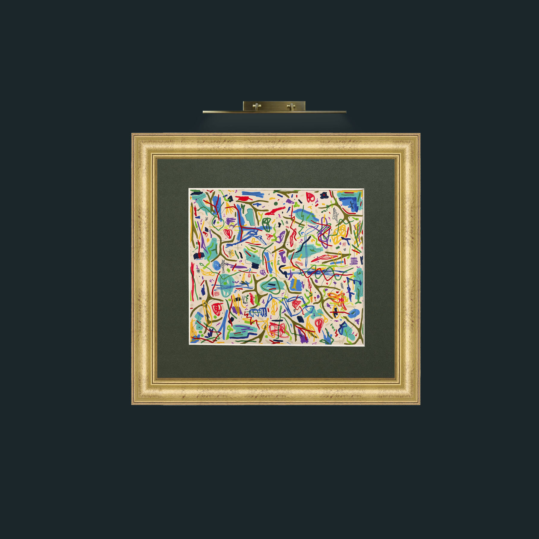 Art-Mix Media on CanvasFrame-9WideGilt-Mount-2Green-Art-Mix Media on Canvas.jpg