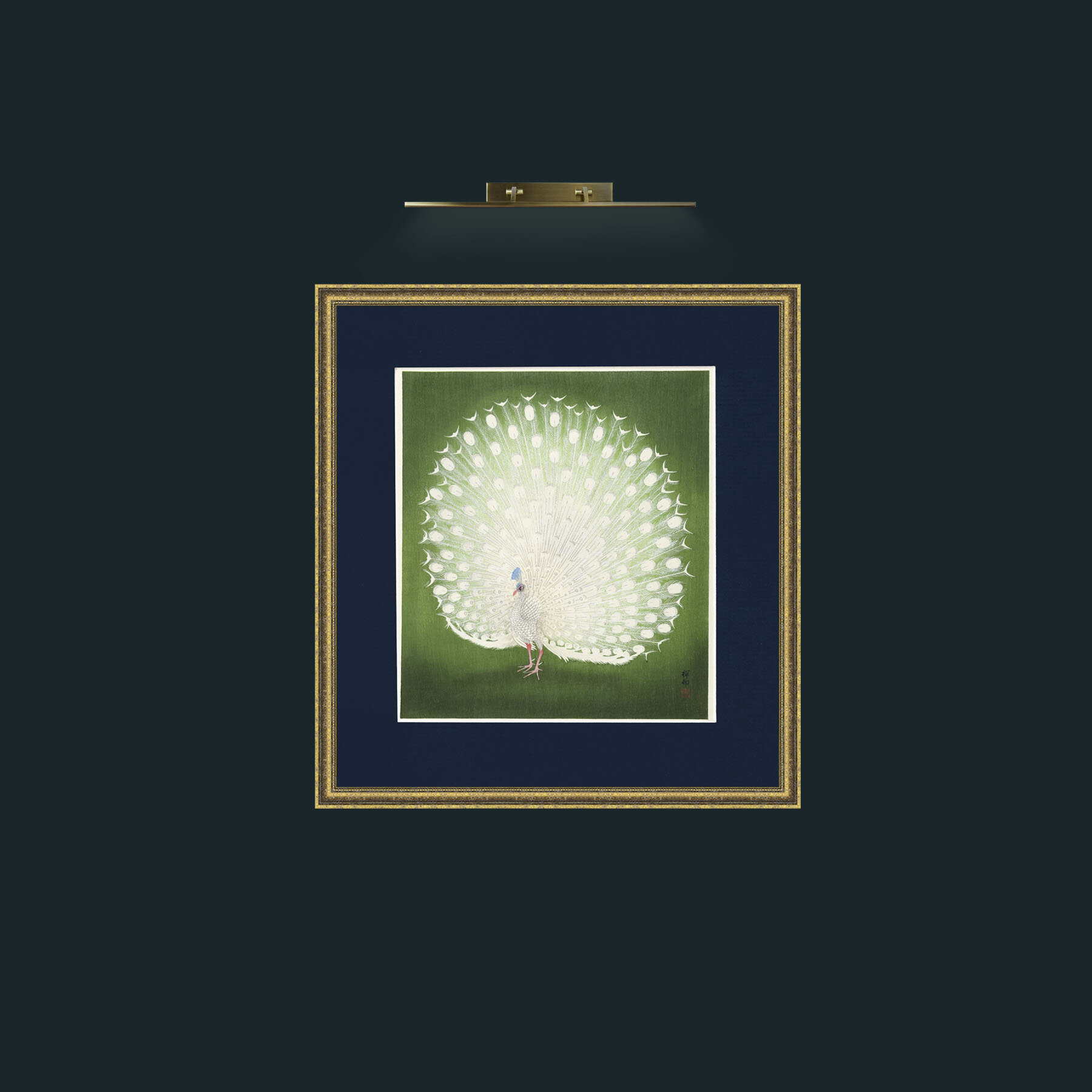 Art-Peacock in GreenFrame-1GiltTextured-Mount-3Blue-Art-Peacock in Green.jpg