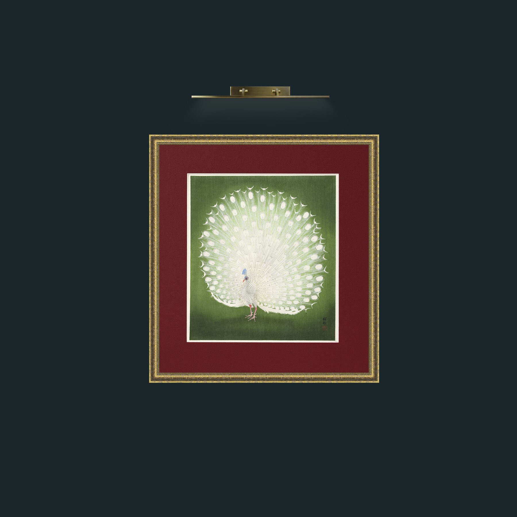 Art-Peacock in GreenFrame-1GiltTextured-Mount-4Red-Art-Peacock in Green.jpg