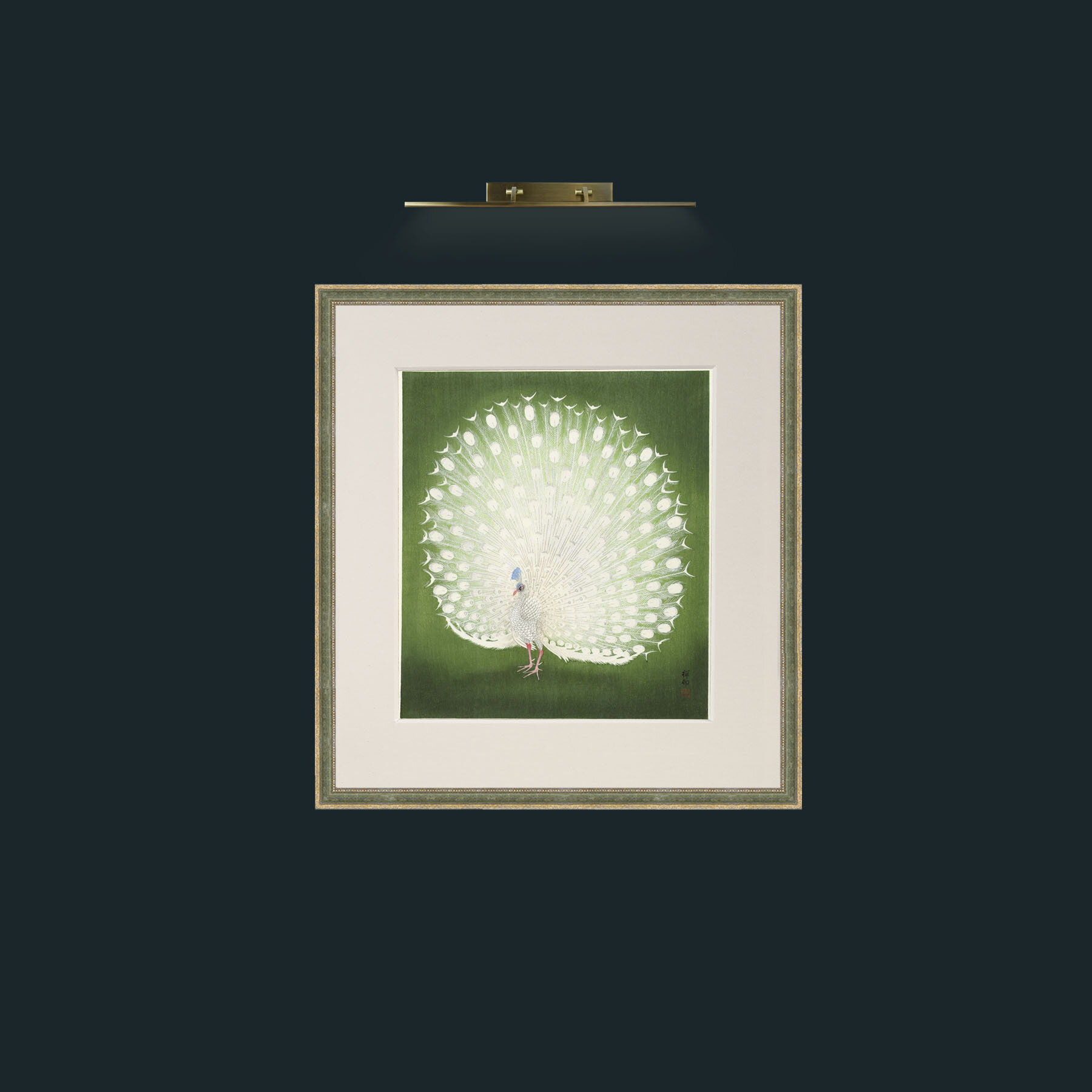 Art-Peacock in GreenFrame-2GreenGiltTextured-Mount-1Antique-Art-Peacock in Green.jpg