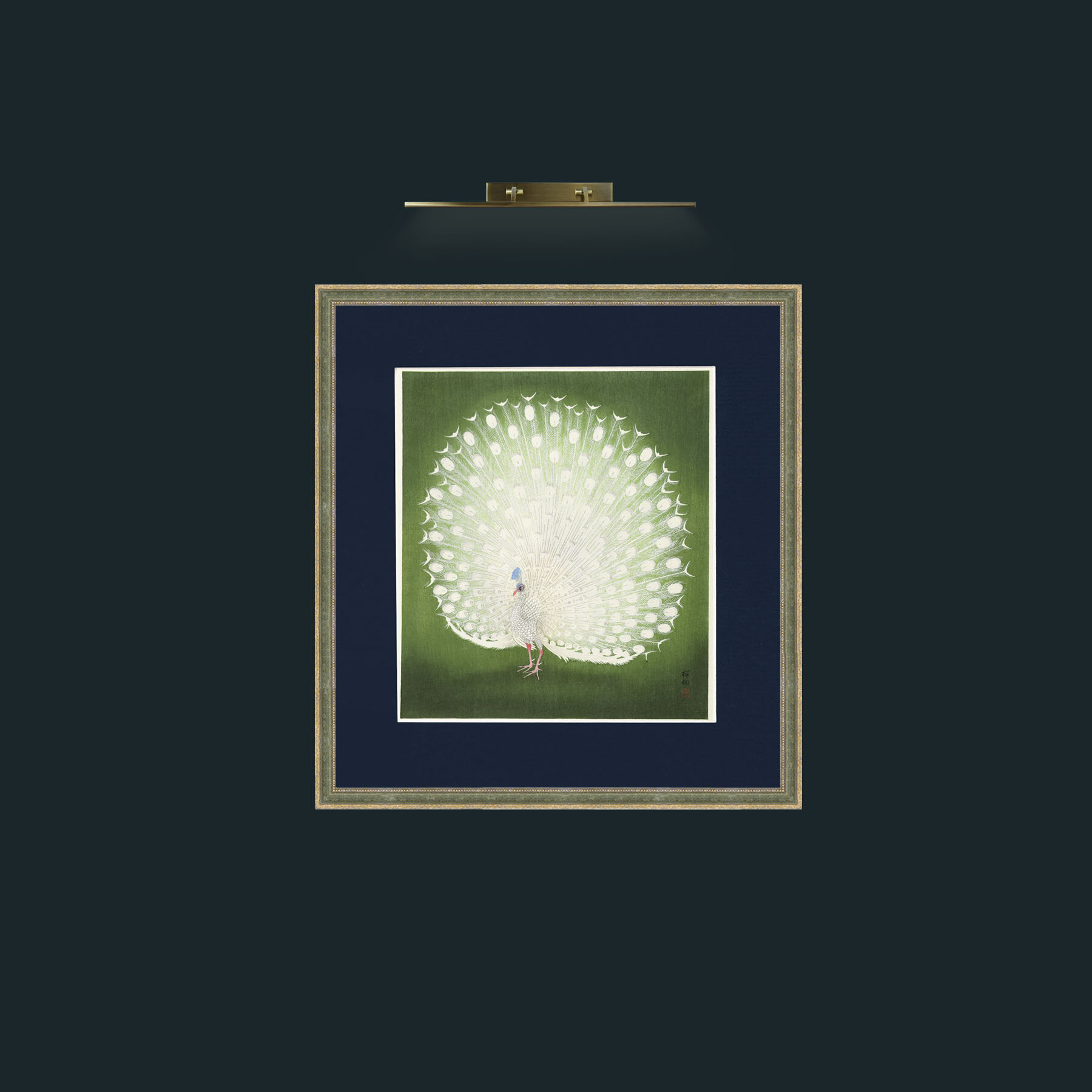 Art-Peacock in GreenFrame-2GreenGiltTextured-Mount-3Blue-Art-Peacock in Green.jpg