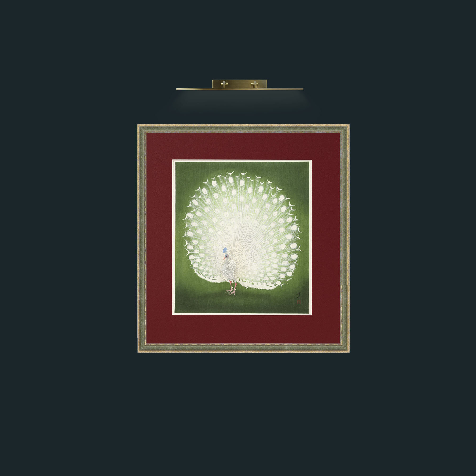 Art-Peacock in GreenFrame-2GreenGiltTextured-Mount-4Red-Art-Peacock in Green.jpg