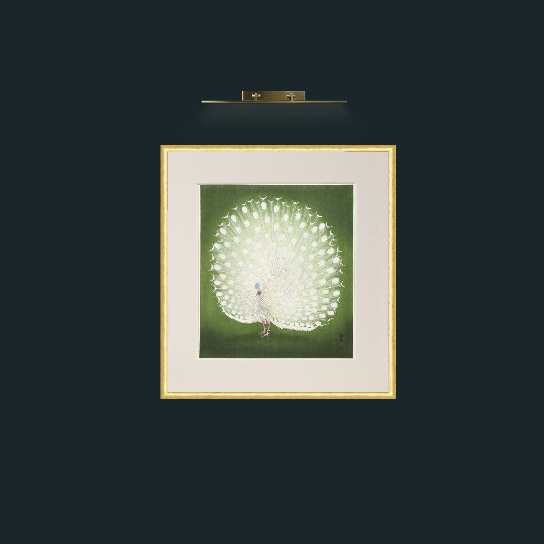 Art-Peacock in GreenFrame-3RoundedGilt-Mount-1Antique-Art-Peacock in Green.jpg