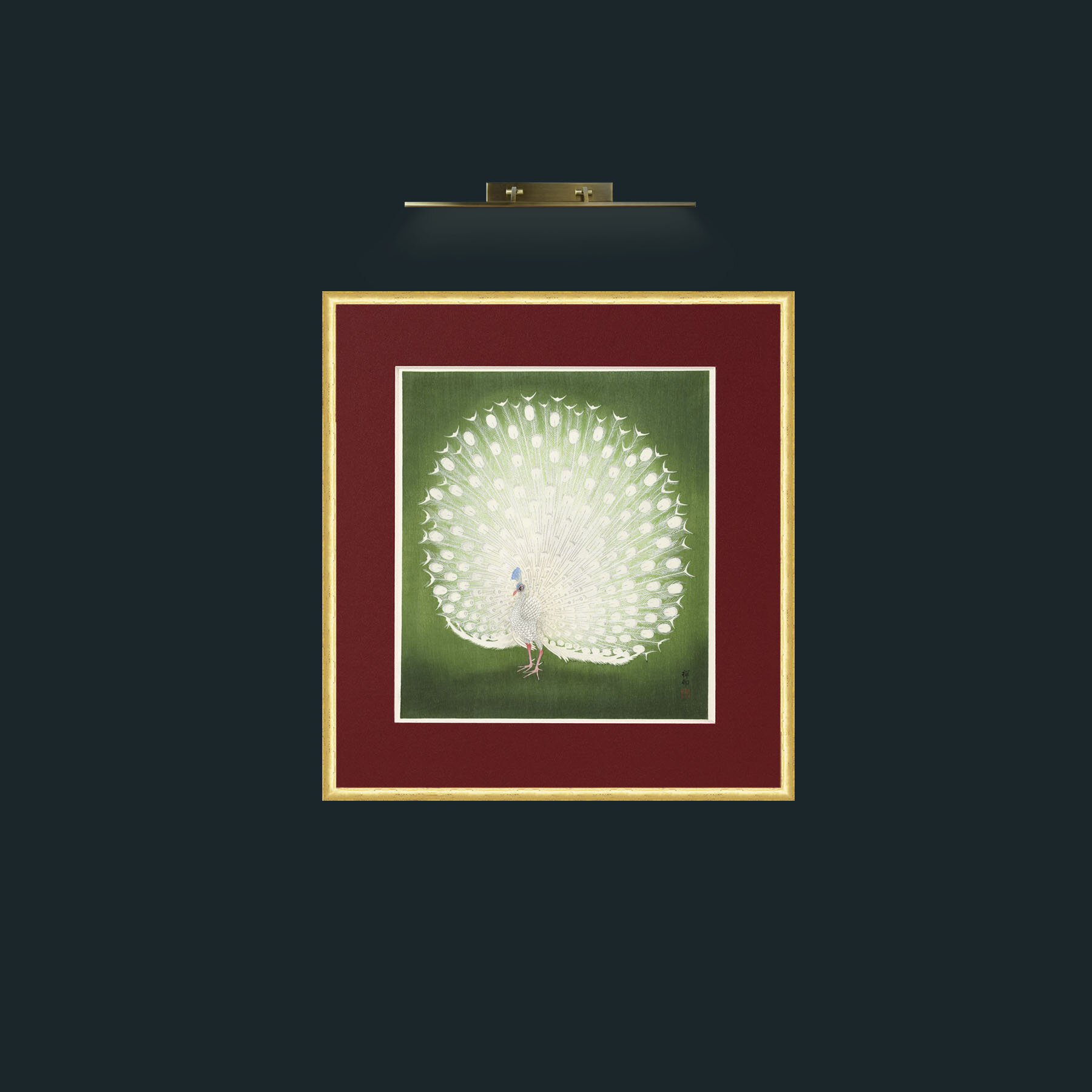 Art-Peacock in GreenFrame-3RoundedGilt-Mount-4Red-Art-Peacock in Green.jpg